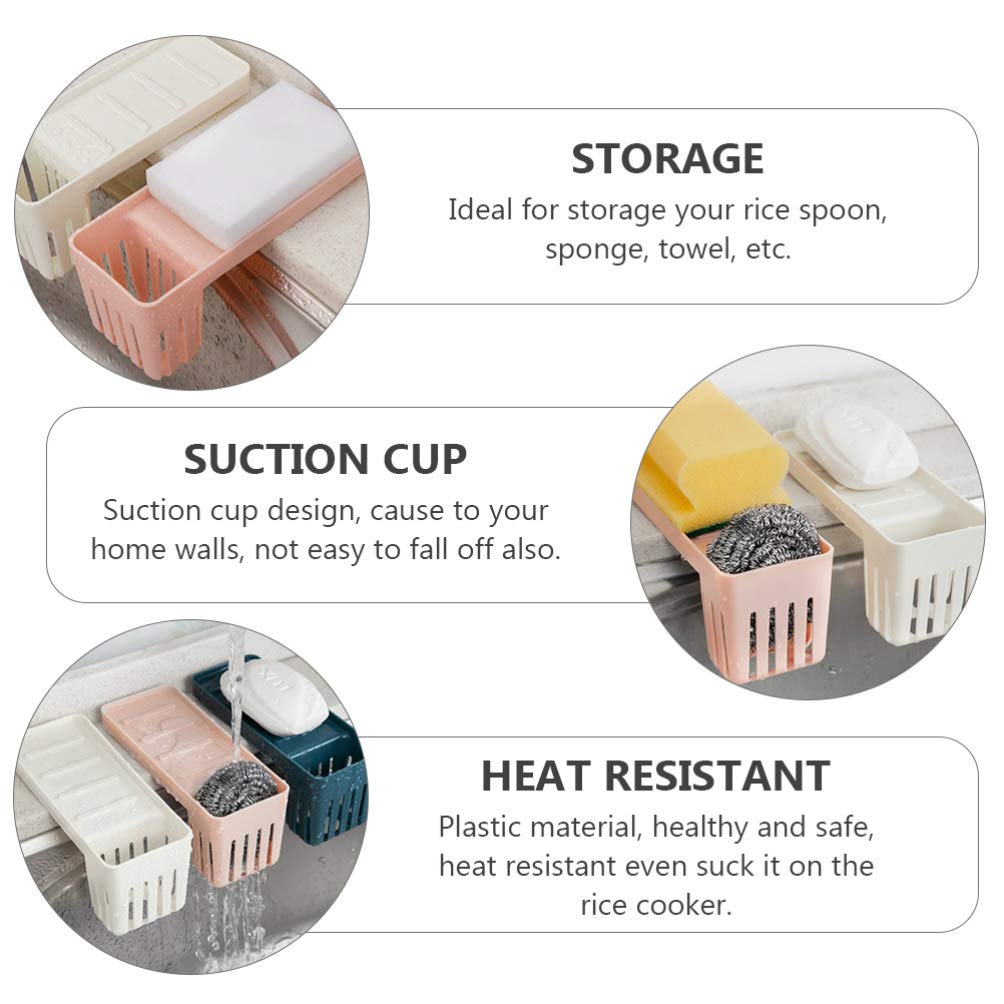 Cabilock 3-Piece Kitchen Sink Organizer Set - Corner Storage Shelves, Sponge Holder, Suction Cup Dish Drainer & Cloth Hanger - Space-Saving Sink Basket Rack for Dishes, Sponges & Utensils - Perfect for Small Kitchens, Apartments & RVs