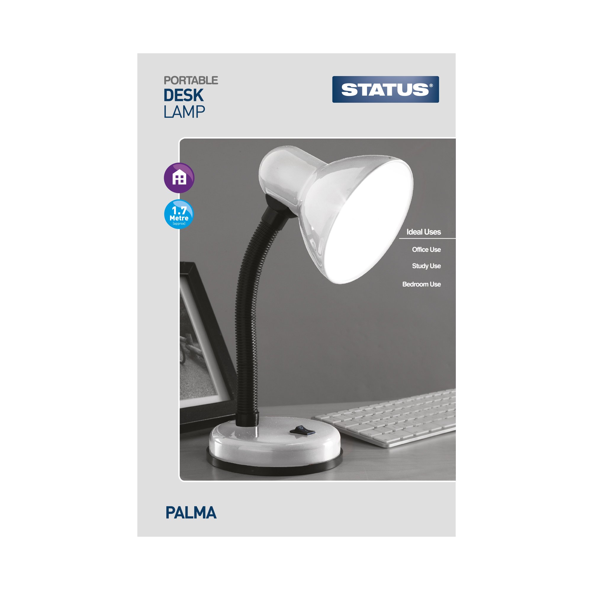 Flexible Silver Desk Lamp for Study, Office & Bedroom - SBDL2028ESSLV16