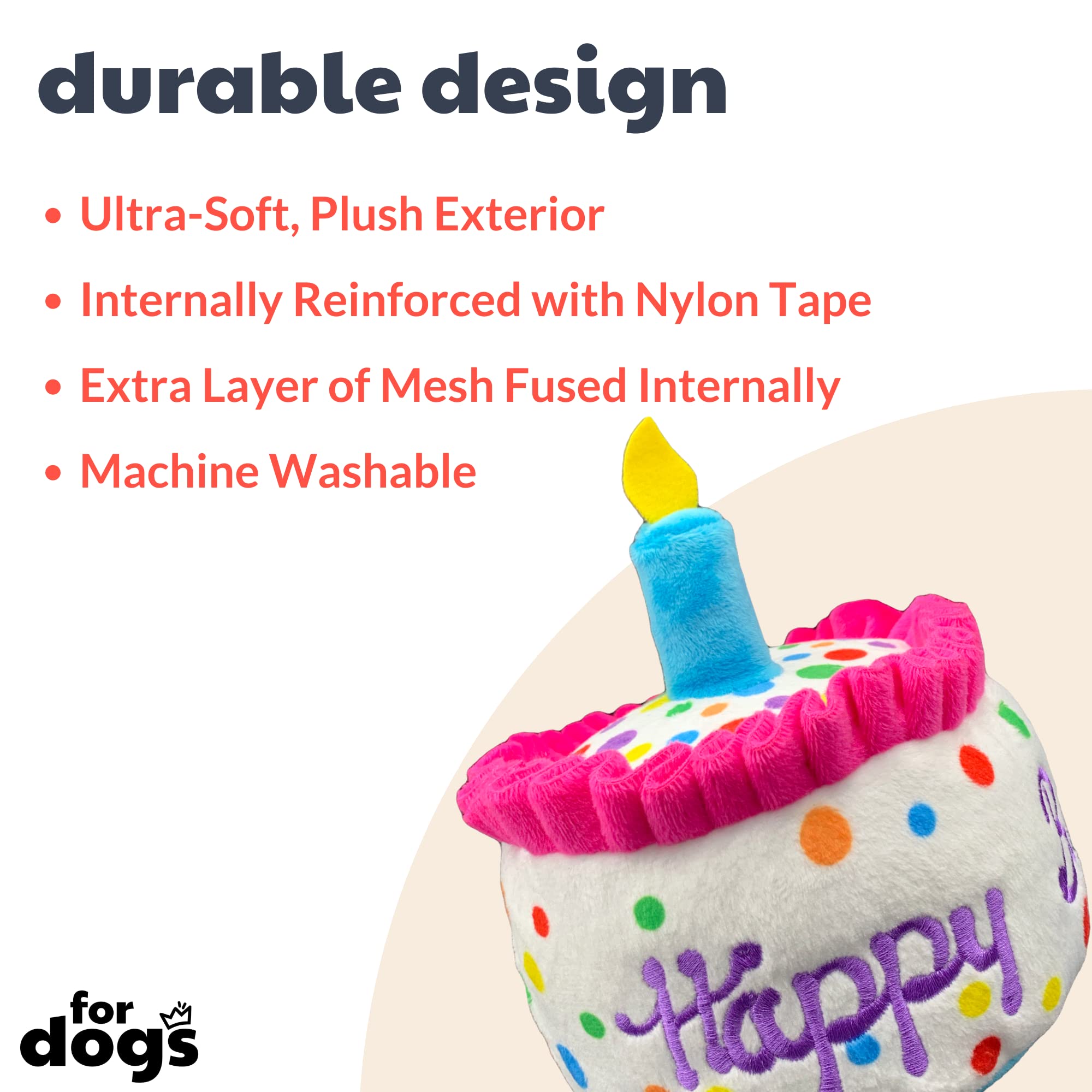 Happy Barkday Cake Plush Dog Toy with Squeaker - Large Birthday Gift for Dogs | Fun Interactive Playtime & Celebration Treat for Your Pup's Special Day