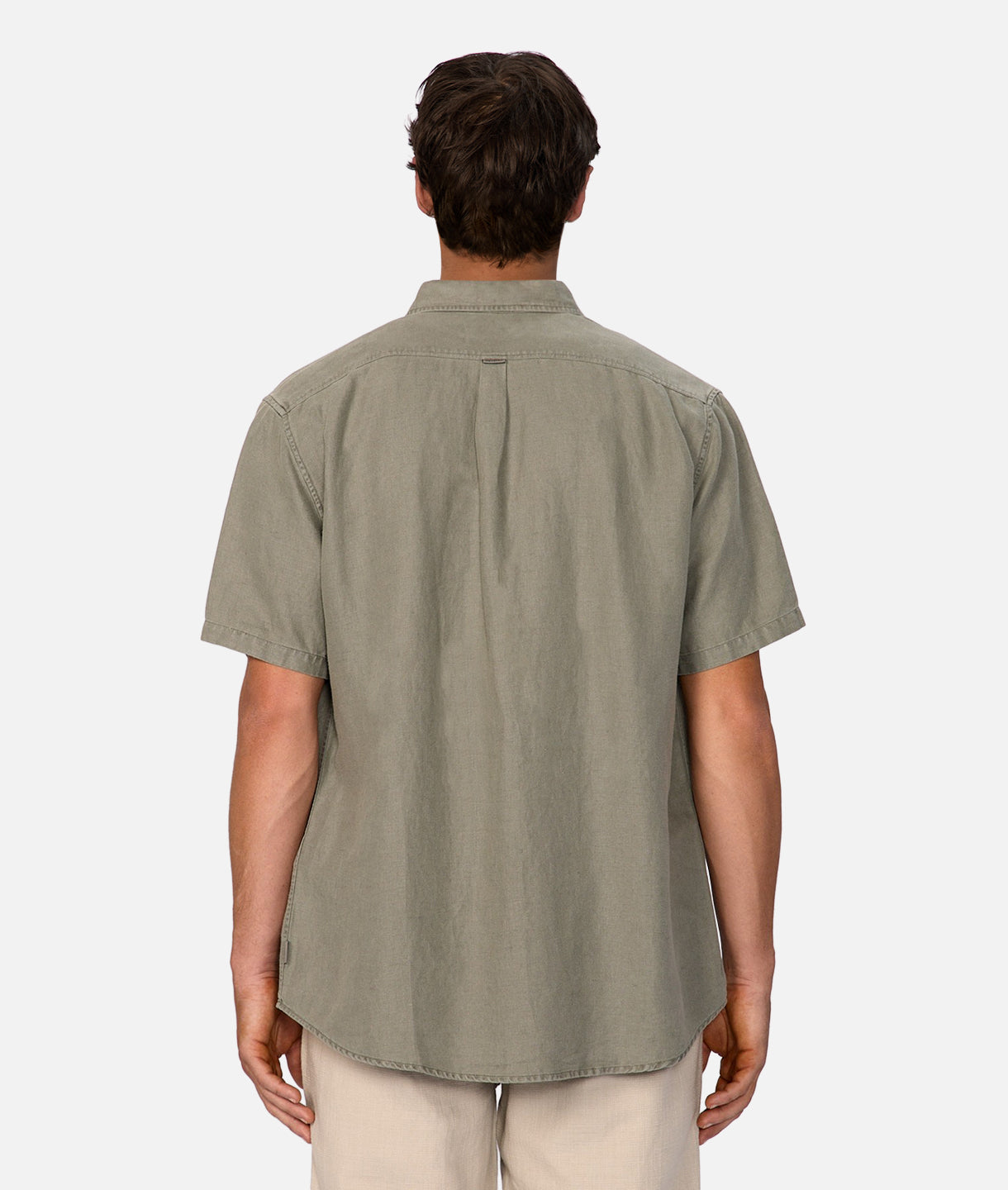 Trinidad Linen Blend Short Sleeve Shirt in Olive Green - Perfect for Casual Outings & Summer Travel