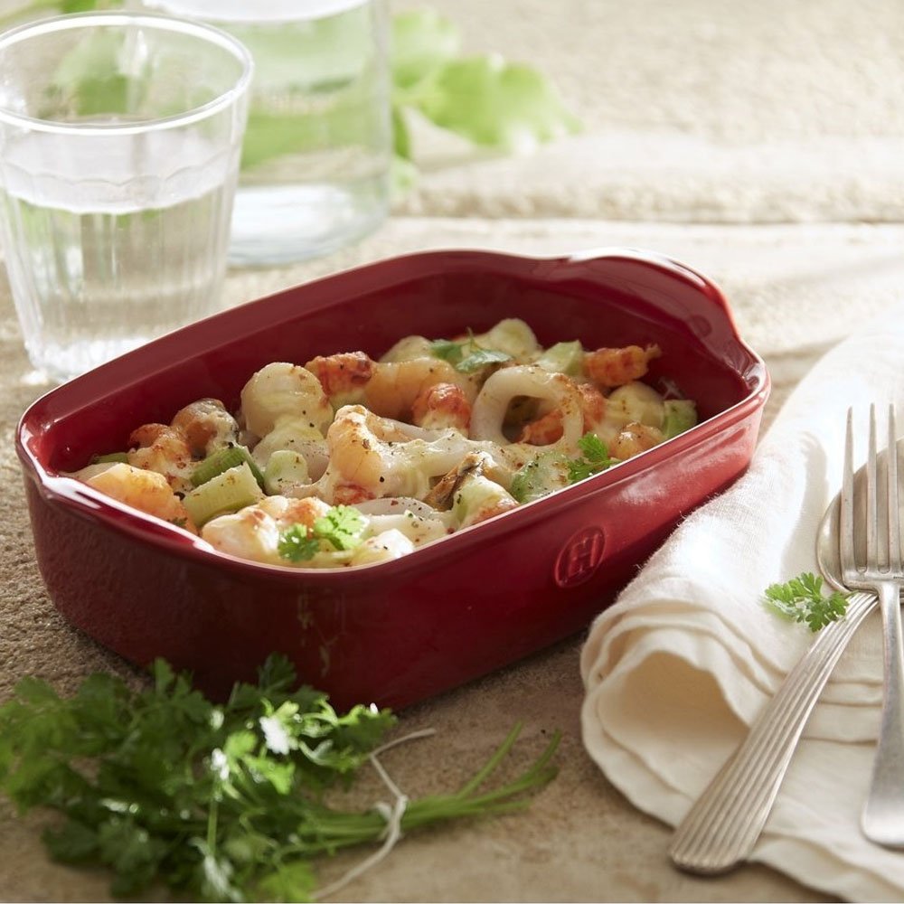 Emile Henry 16.5 x 10.6 Inch Large Rectangular Ceramic Baking Dish - Ultime Collection in Burgundy | Oven Safe, Perfect for Casseroles, Lasagna & Roasting