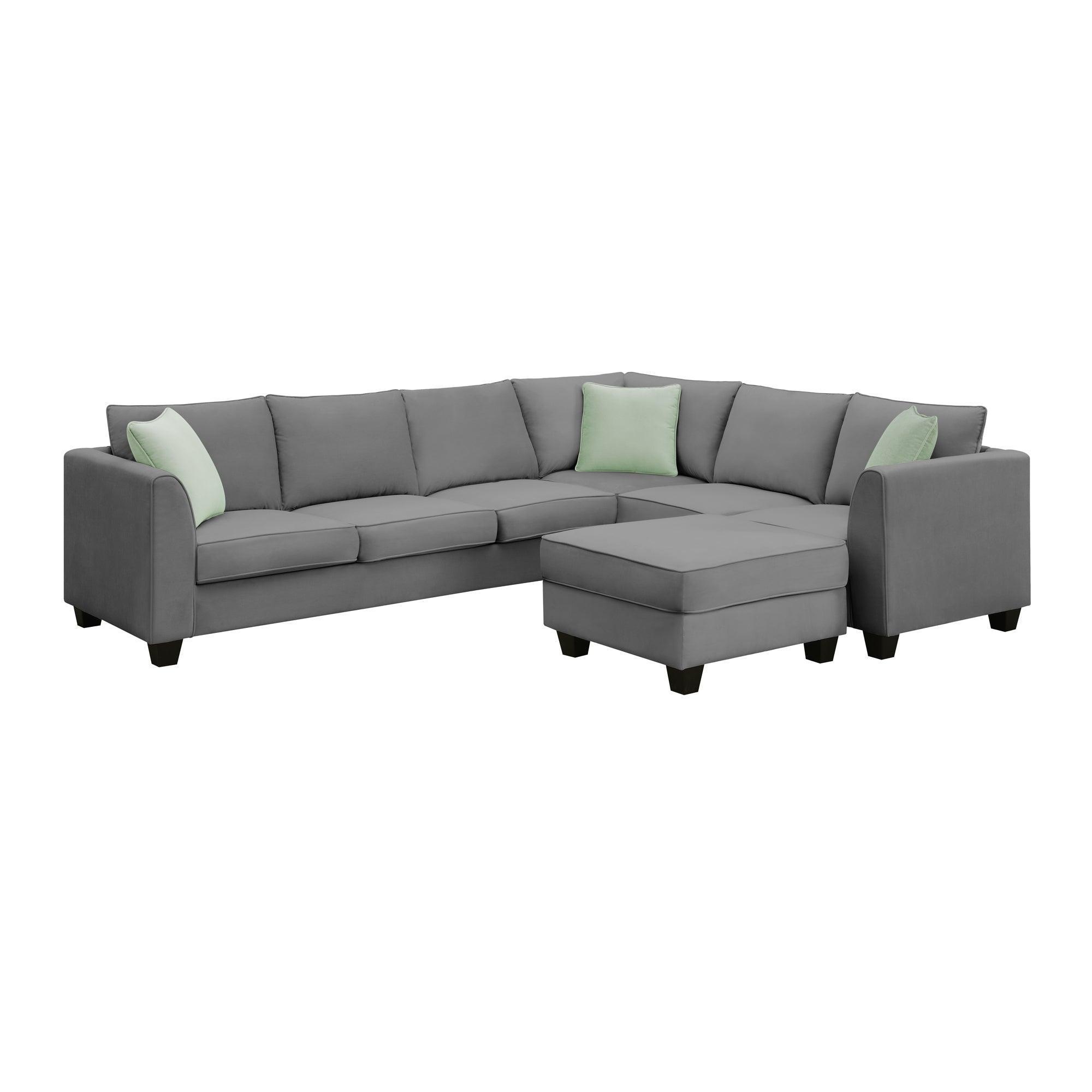 7-Seater Modular L-Shaped Sectional Sofa Set with Ottoman & 3 Pillows - 112x87 Inch Fabric Corner Couch for Living Room | Perfect for Family Gatherings & Home Theater Setup