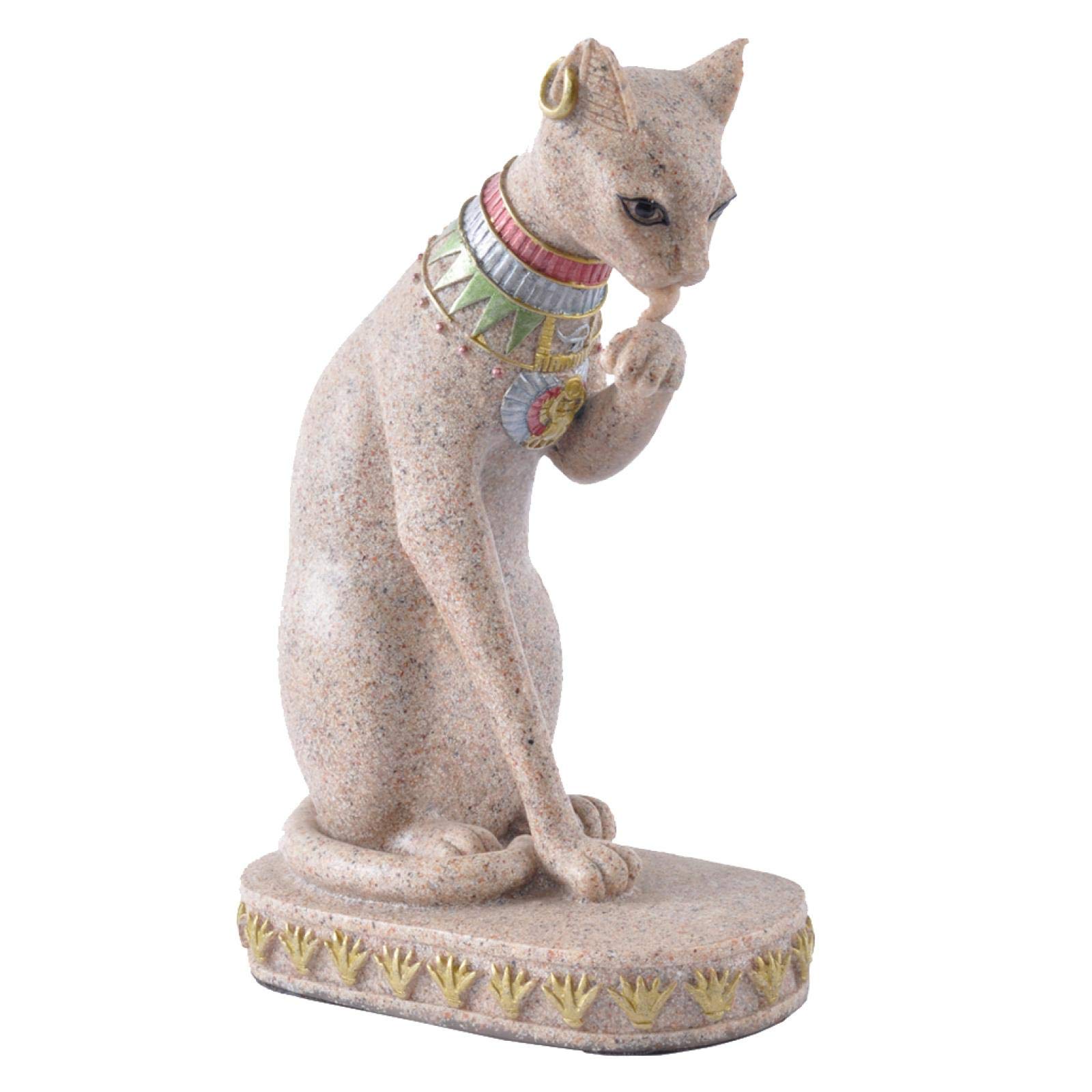 Hand Carved Sandstone Egyptian Mau Cat Statue - Authentic Egyptian Sculpture for Home Desk & Bathroom Decor | Perfect Gift for Cat Lovers & Ancient Egypt Enthusiasts | Ideal for Living Room, Office, or Meditation Space Decor