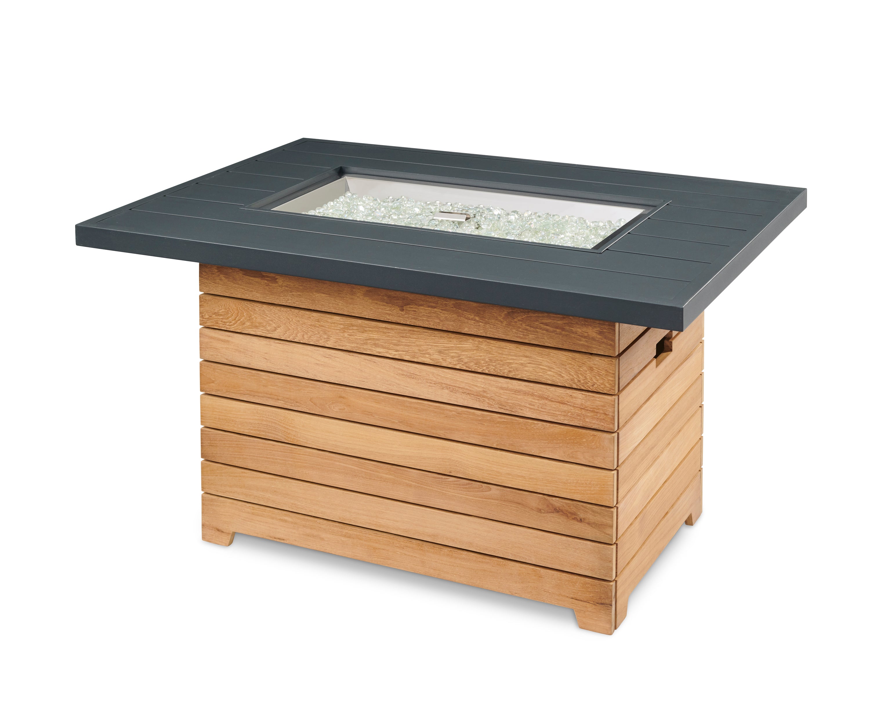 Darien 42 Inch Rectangular Propane Gas Fire Pit Table with Aluminum Top & 24 Inch Crystal Fire Burner - Outdoor Patio Heater for Backyard, Deck, Garden - The Outdoor GreatRoom Company DAR 1224 K