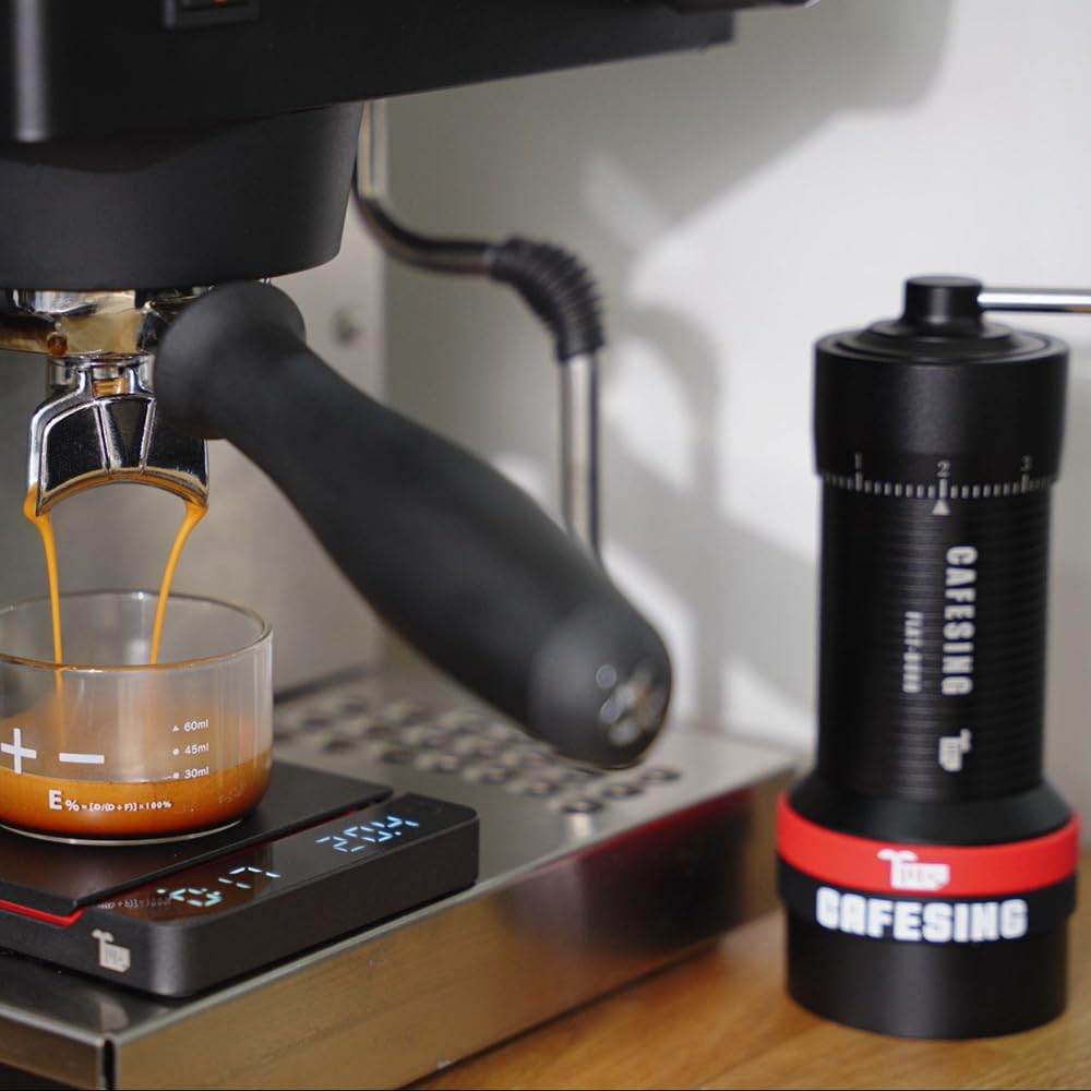 CafeSing ORCA Go Flat Burr Manual Coffee Grinder - Premium Portable Hand Coffee Mill for Espresso, French Press & Pour Over - Perfect for Home, Office & Travel Use