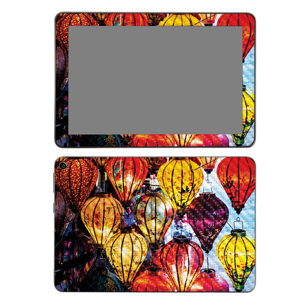 MightySkins Carbon Fiber Skin for Amazon Fire HD 8 (2020) - Hoi an Lanterns Design | Protective Durable Textured Cover | Easy to Apply | Made in USA | Perfect for Travel, Work & Home Entertainment