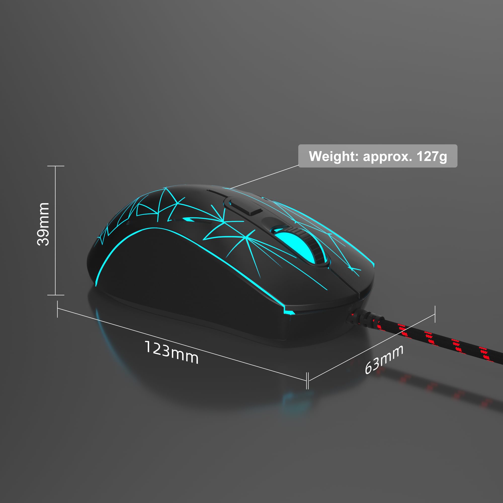 MageGee G6 Wired Gaming Mouse - Ergonomic USB Optical Mouse with 7-Color RGB Backlit, 6 Adjustable DPI Levels (600-3200) for PC, Laptop, Gaming & Office Work | Perfect for FPS, MOBA Games & Productivity | Black