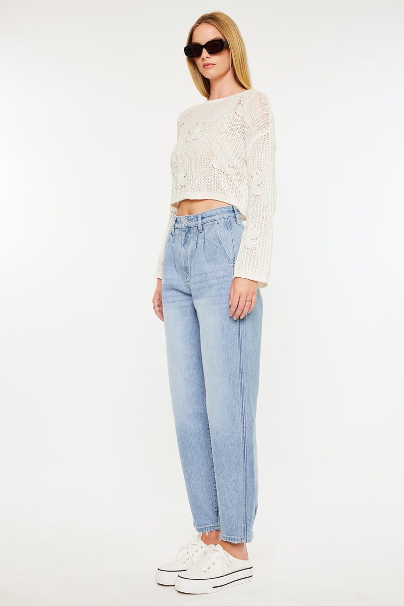 Rea Ultra High Rise Wide Tapered Fit Jeans for Women - Stretchy Denim Pants with Comfortable Waistband - Perfect for Casual Wear, Office Outfits and Night Out