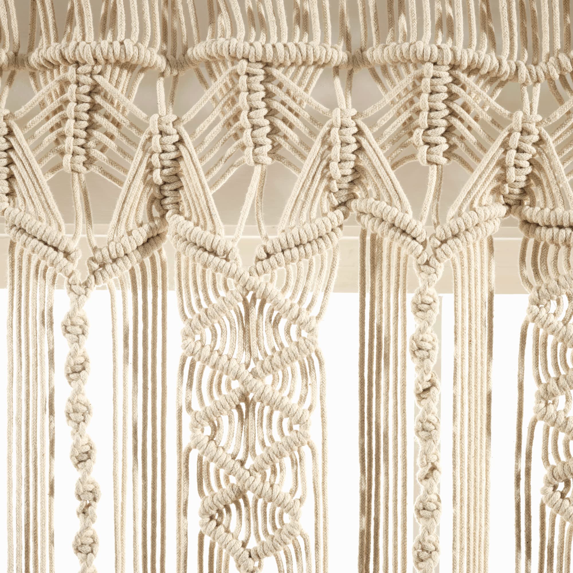 Boho Macrame Textured Cotton Valance Curtain 50