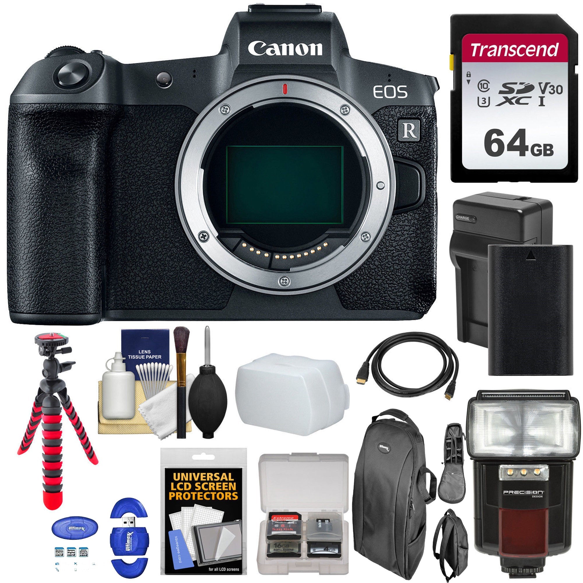 Canon EOS R Full Frame Mirrorless Digital Camera Body with 64GB Memory Card & Accessories Kit - Perfect for Professional Photography, Vlogging & Travel