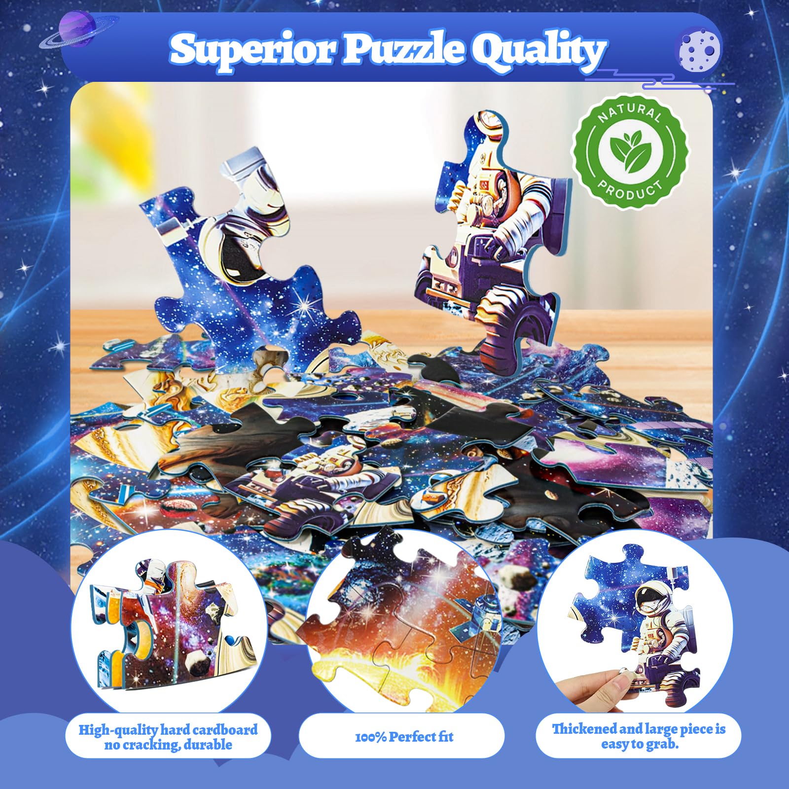 Glow in The Dark Solar System Puzzle for Kids Ages 4-10 - 70 Piece Space Planet Floor Puzzle - Educational STEM Toy Gift for Boys & Girls - Perfect for Bedroom Decor & Astronomy Learning Activities