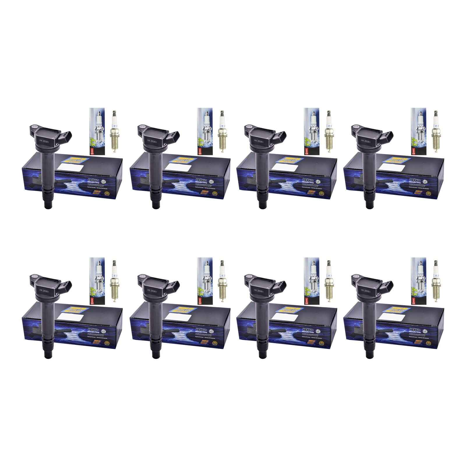 8 Pack Herko Ignition Coils + 8 Platinum TT PKH20TT Spark Plugs Compatible with Lexus, Toyota 3.5L 4.0L 4.6L 5.7L V6 V8 Engines (2007-2016 Models) - Perfect for Tundra, Sequoia, Land Cruiser, LX570, GX460 - Replace Part# B192, 4506 - Improve Engine Performance & Fuel Efficiency