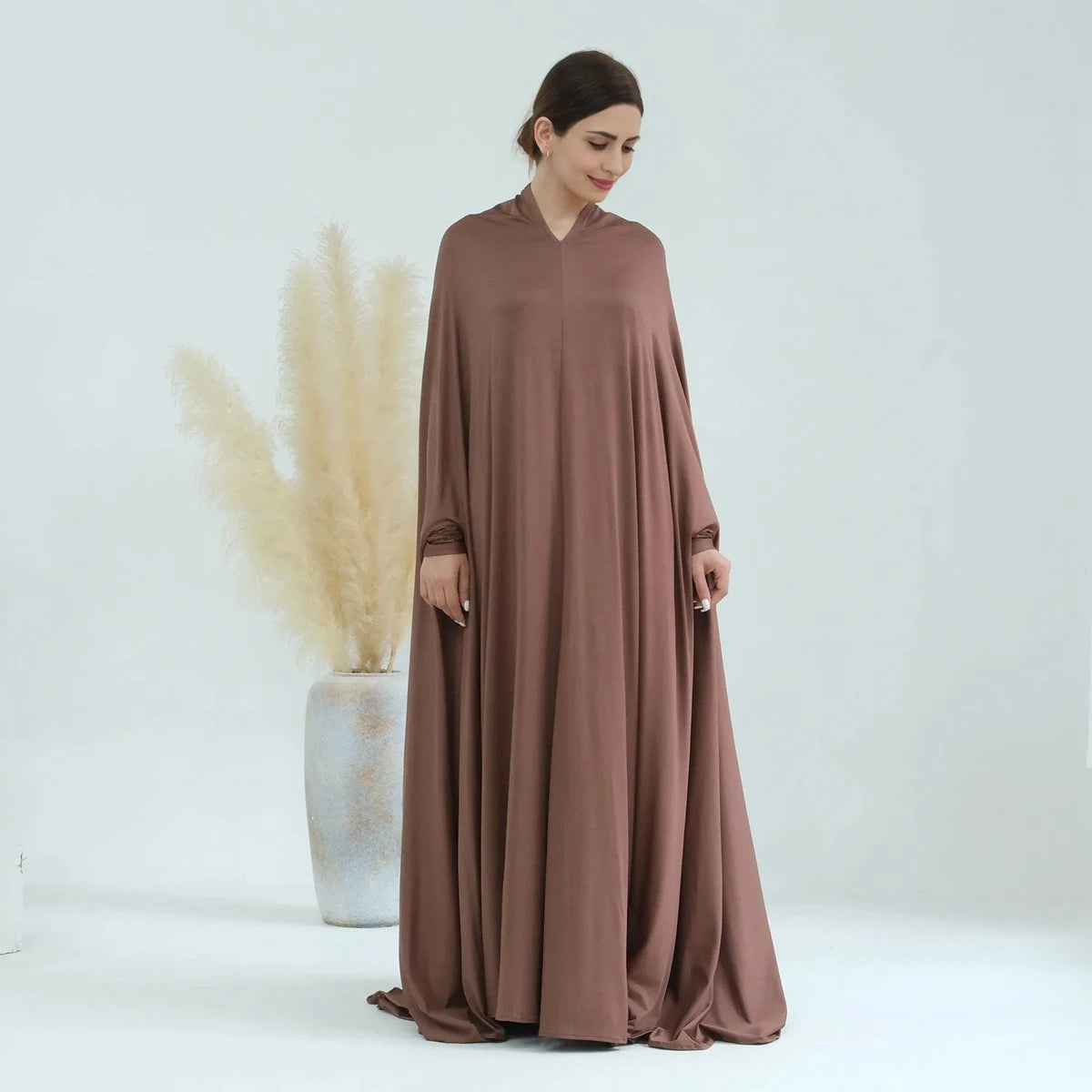 One Piece Full Length Jilbab Prayer Abaya Dress With Hood - Modest Islamic Clothing for Women - Perfect for Prayer, Mosque, and Everyday Wear