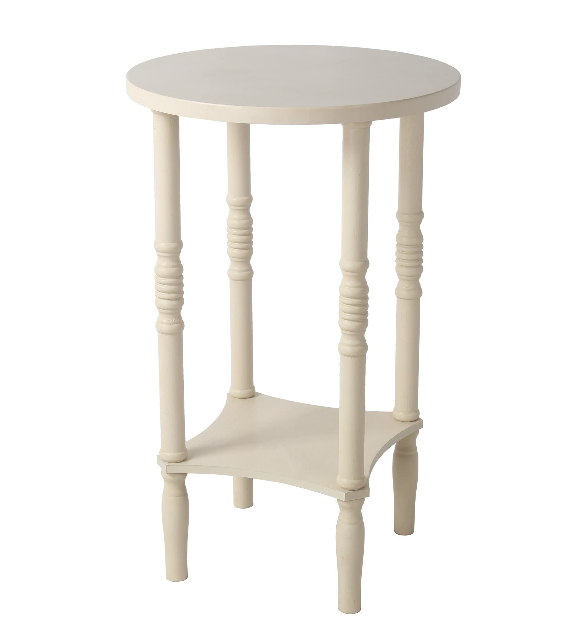 Rose White Transitional Wooden Accent Side Table - Elegant Home Decor for Living Room, Bedroom & Office