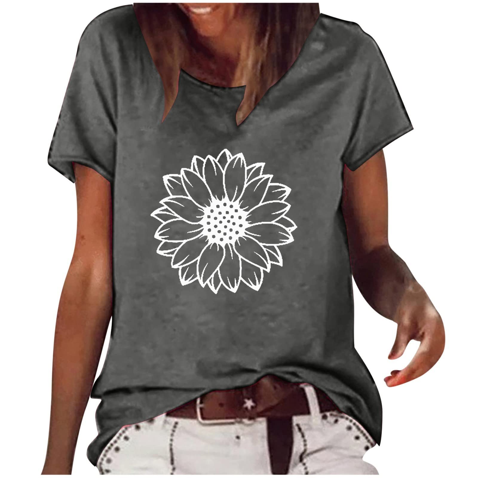 Sexy Women's Crop Tops - Floral Print Short Sleeve Daisy Blouse for Summer | Casual Round Neck T-Shirt | Perfect for Beach Outings, Music Festivals & Date Nights