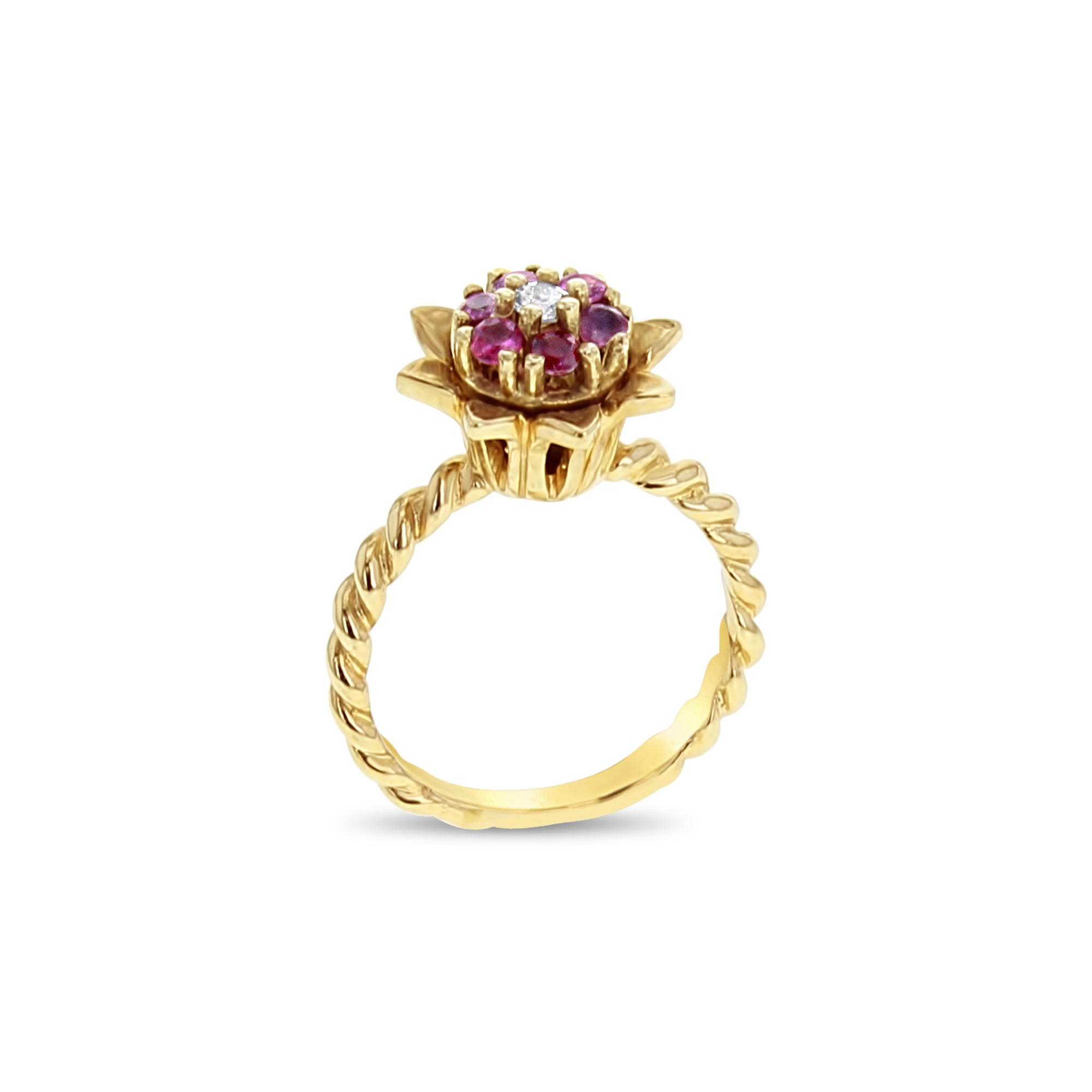14k Yellow Gold Medium Ruby Tulip Ring for Women - Elegant Floral Jewelry Gift for Anniversary, Valentine's Day & Special Occasions