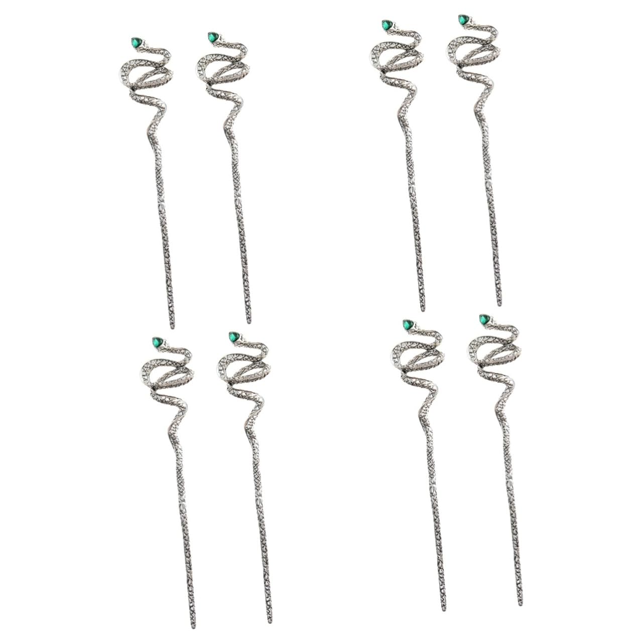 8 Pcs Vintage Black Snake Hair Sticks - Chinese Hairpin & Japanese Hair Accessories for Women, Rhinestone Hair Forks & Clips, Perfect for Weddings, Cosplay & Traditional Styling