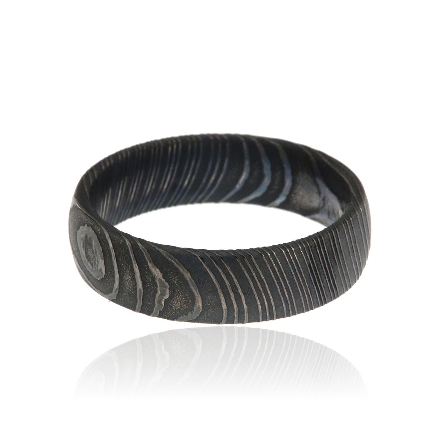 Damascus Steel Wedding Ring for Men - 6mm Wide Handcrafted USA Made Durable & Hypoallergenic - Perfect for Engagements, Anniversaries and Special Occasions