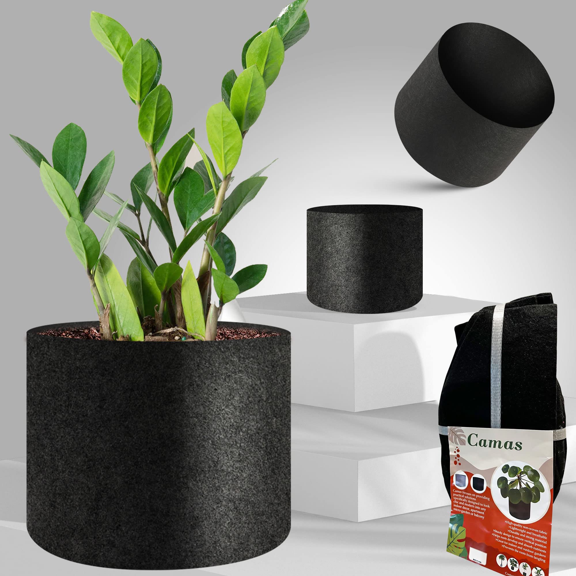 **Heavy-Duty 3 Gallon Grow Bags for Plants - 5 Pack Black Non-Woven Fabric Pots - Breathable & Durable for Indoor Plants, Vegetables, Herbs - Perfect for Home Gardening & Urban Farming**