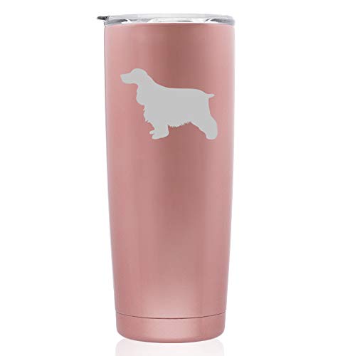 Rose Gold Double Wall Vacuum Insulated Stainless Steel Tumbler Travel Mug - Cocker Spaniel Design (Skinny 20 oz) | Perfect for Coffee, Tea & Cold Drinks | Great for Office, Travel & Outdoor Activities