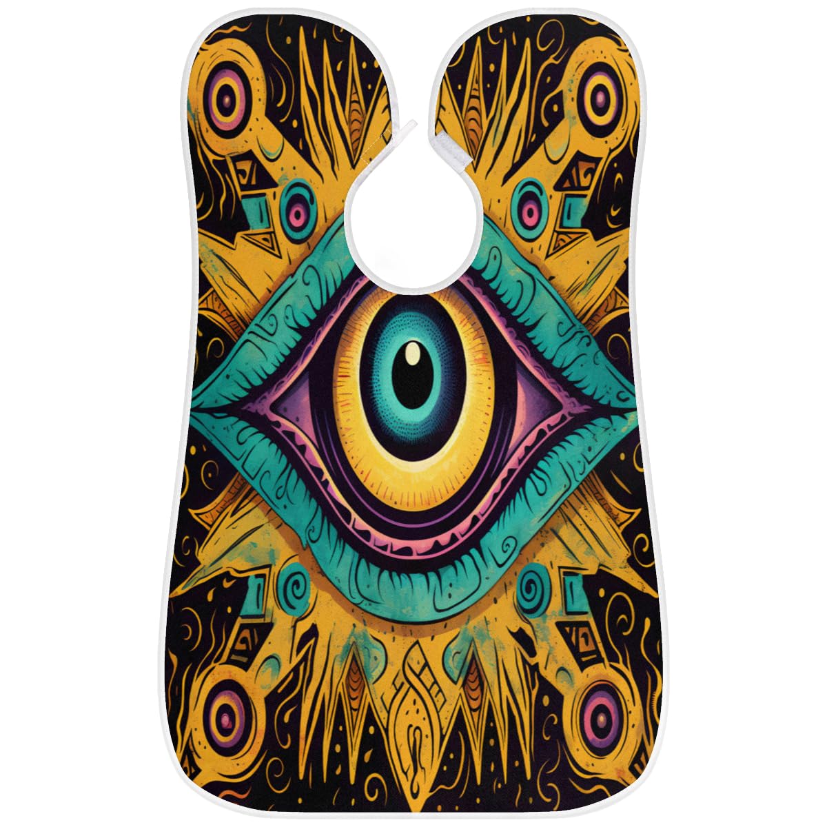 Bohemian Eye Print Beard Shaving Bib for Men & Women - Waterproof Hair Dye Apron, Makeup Cape & Barber Accessories - Perfect for Salon, Home Haircut & Beard Trimming - Sink Hair Catcher & Grooming Gift Idea