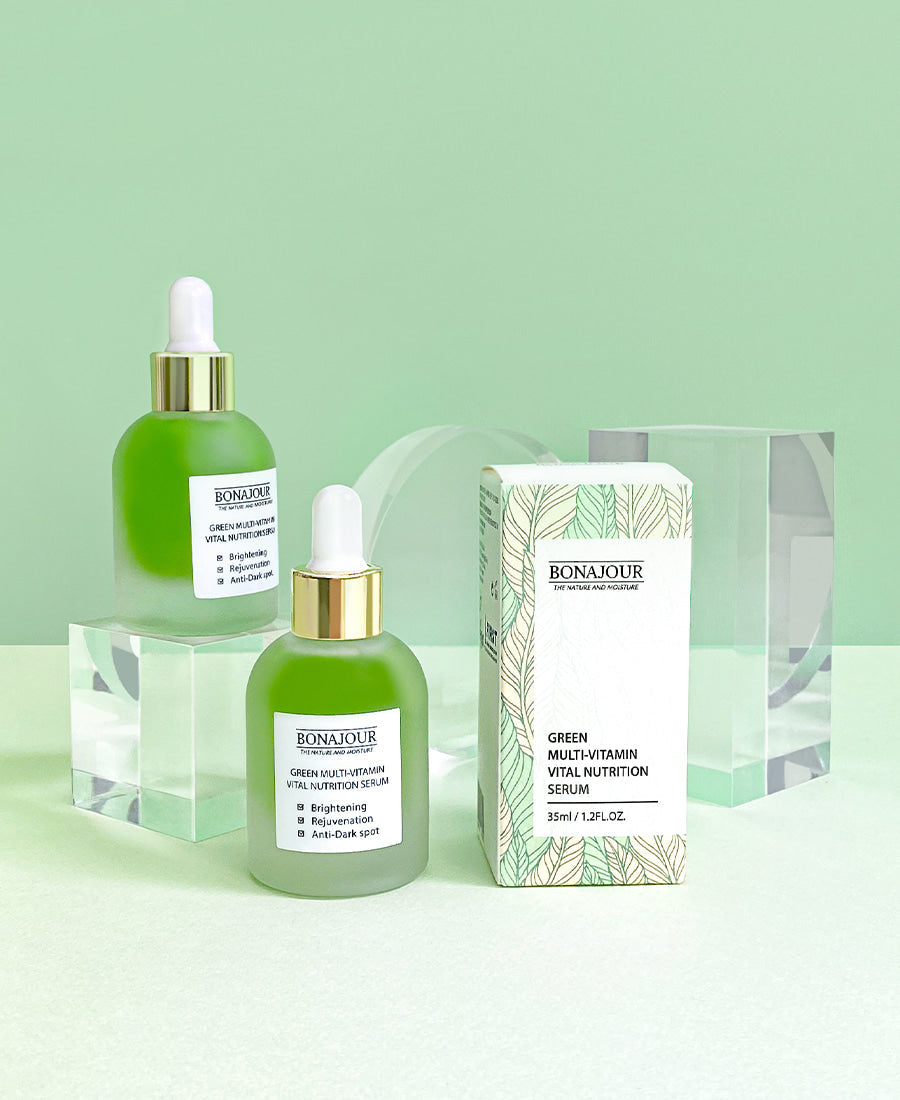 Bonajour Green Multi Vitamin Vital Nutrition Serum 35ml - Antioxidant Face Serum for Brightening & Hydration - Perfect for Daily Skincare Routine & Anti-Aging Care