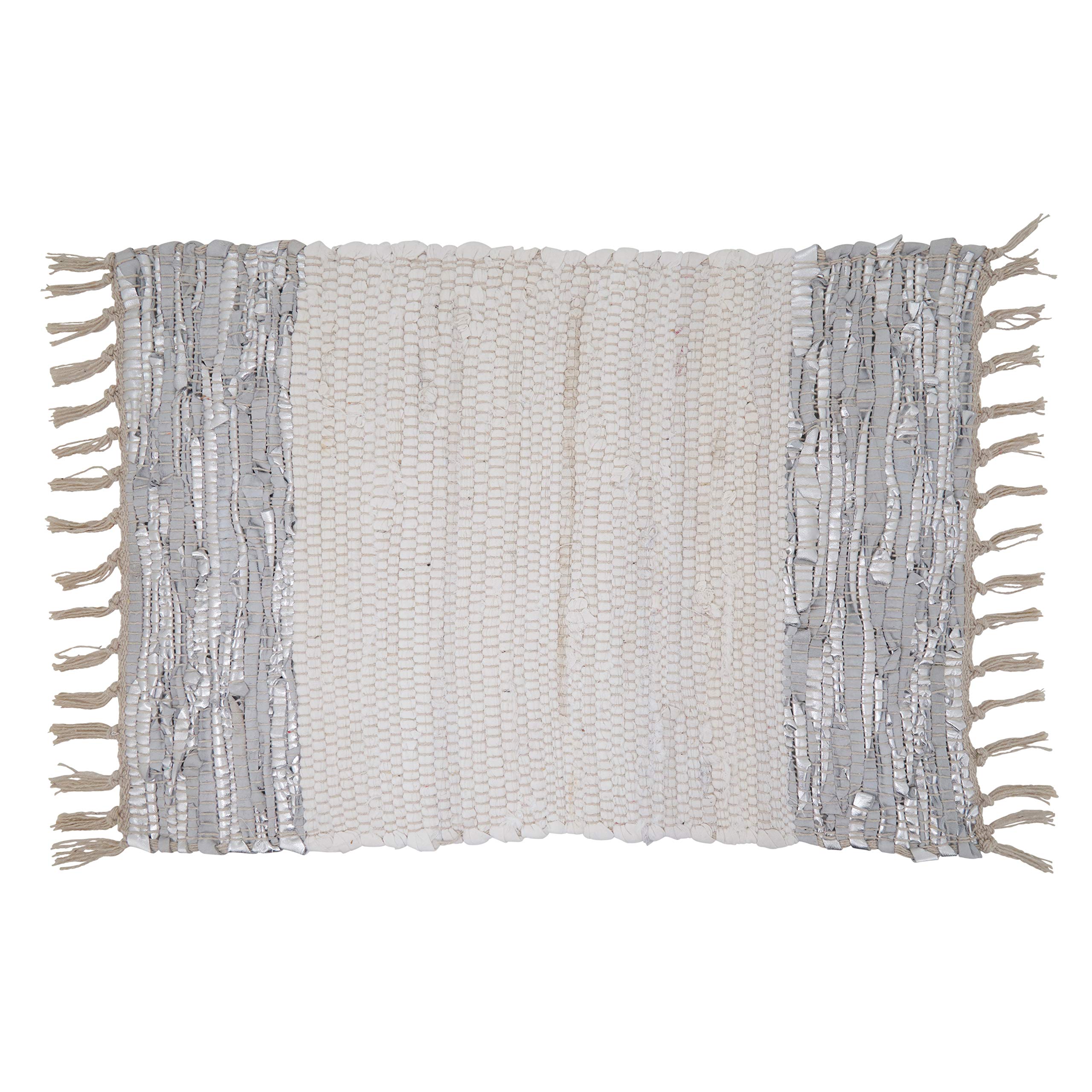Premium Striped Leather Chindi Placemats Set of 4 - Boho Chic Table Decor for Dining Room, Kitchen & Outdoor Entertaining