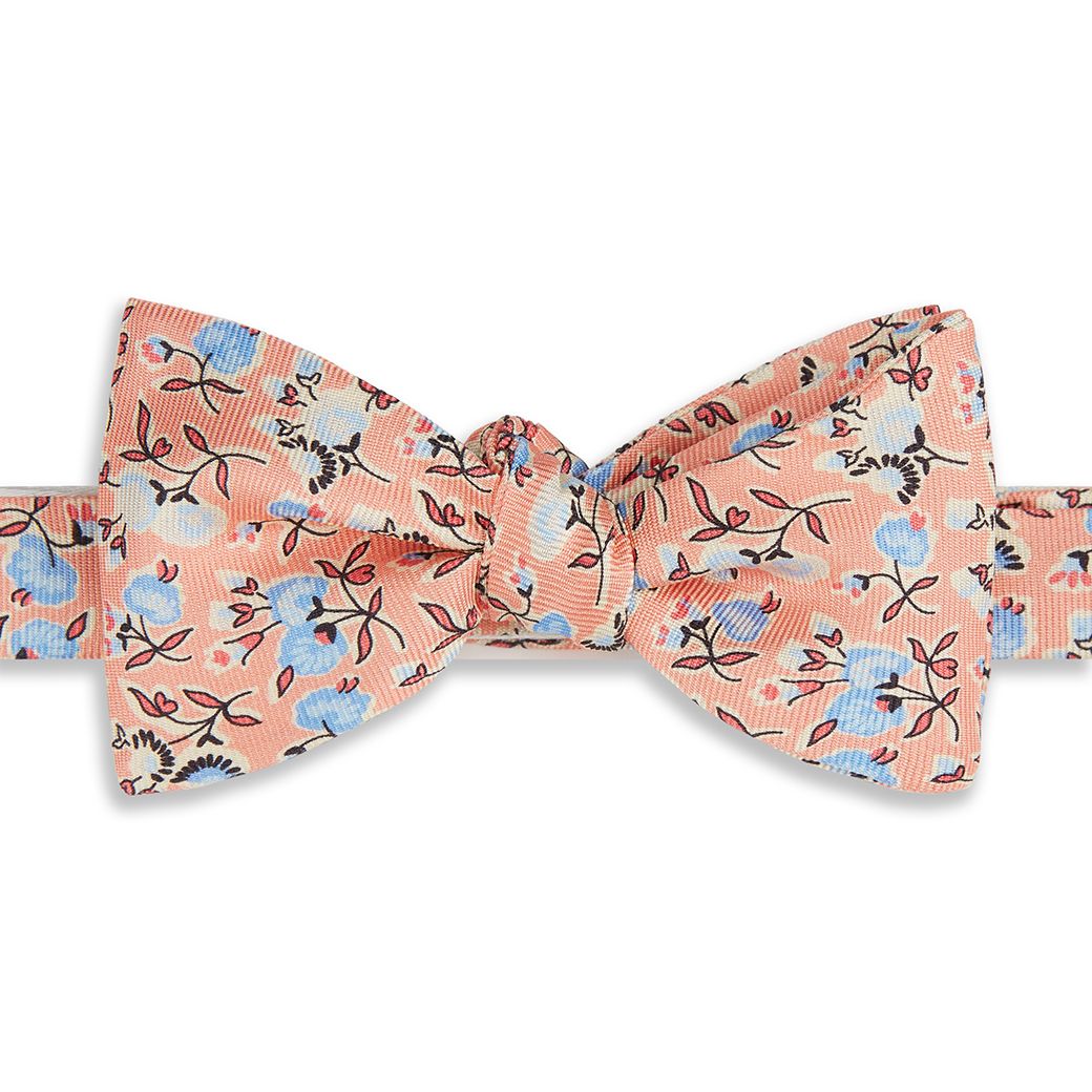 Elegant Pink & Blue Floral Printed Silk Tie for Men - Perfect for Weddings, Business Meetings & Formal Occasions
