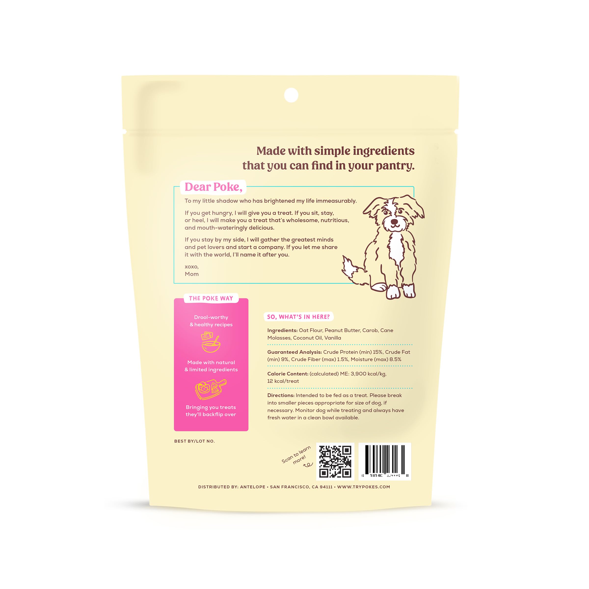Poke's Birthday Cake Dog Treats - Crunchy Peanut Butter & Vanilla Biscuits, Limited Ingredient Natural Dog Snacks, Wheat-Free, Made in USA (8 oz) - Perfect for Birthday Celebrations & Training Rewards