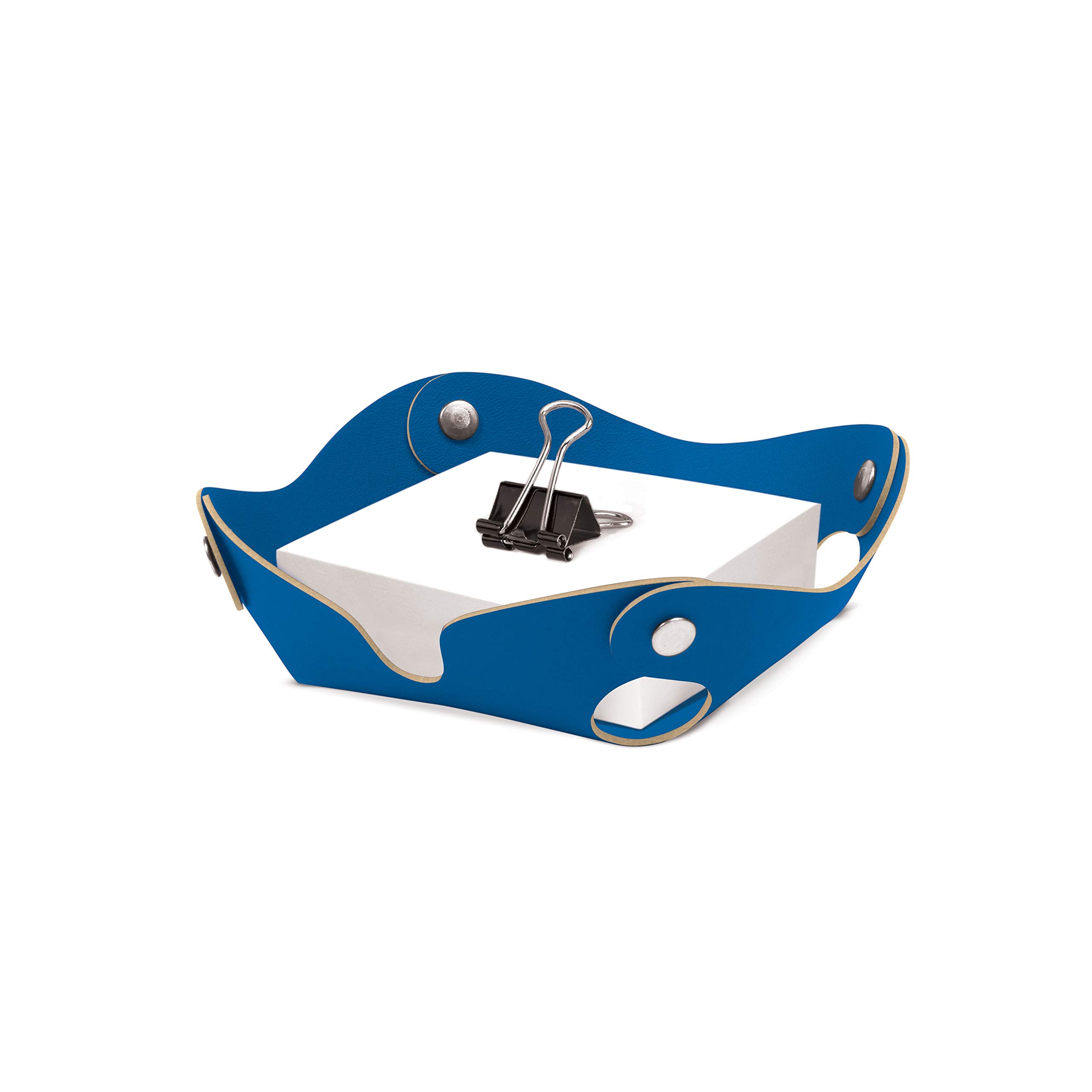 Blue Leather Vacavaliente Desk Organizer for Office & Home Workspace