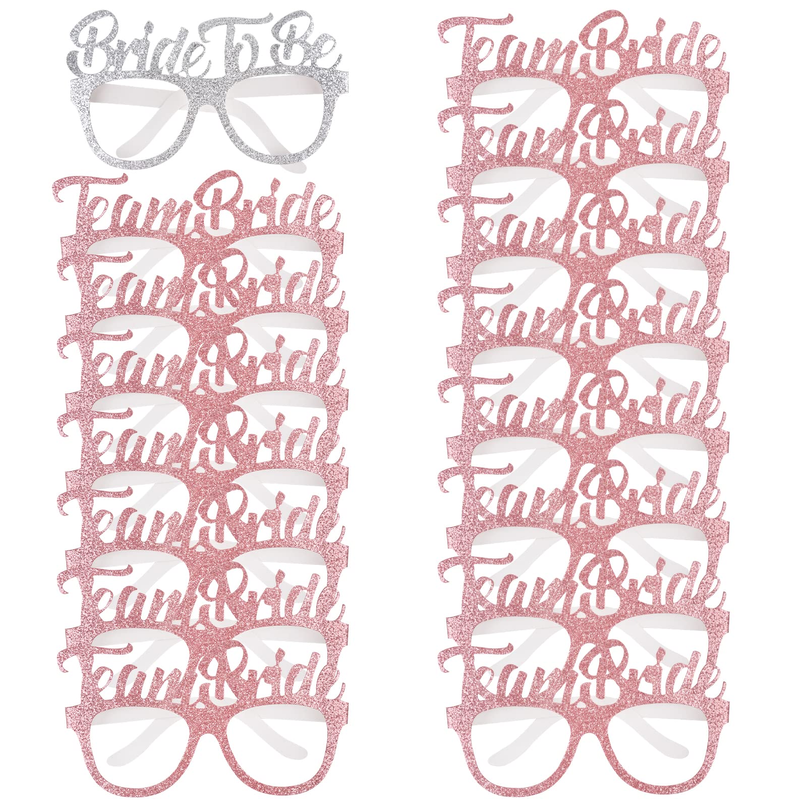 Fowecelt 16pcs Rose Gold & Silver Bride to Be Glasses - Bachelorette Party Eyewear for Bridal Showers, Hen Parties & Wedding Events - Fun Team Bride Accessories for Adult Women