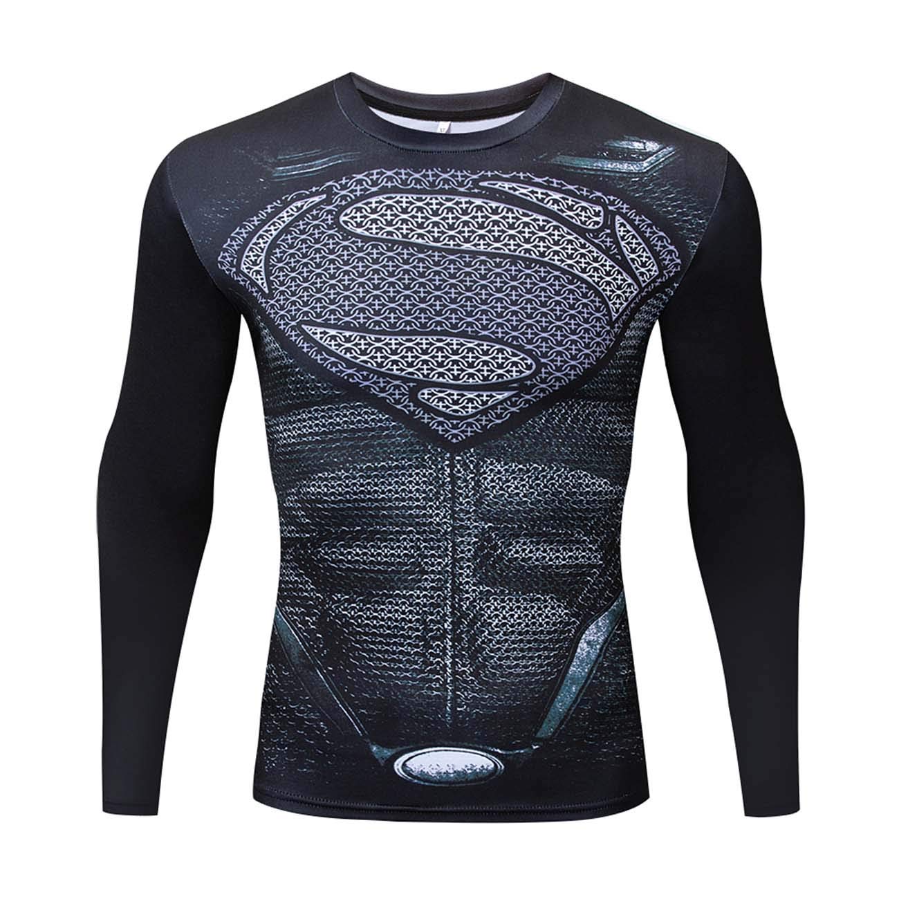 RONGANDHE Men's Compression Shirt for Cosplay, Sports & Fitness - Quick Dry Running Tee for Gym, Workout & Outdoor Activities