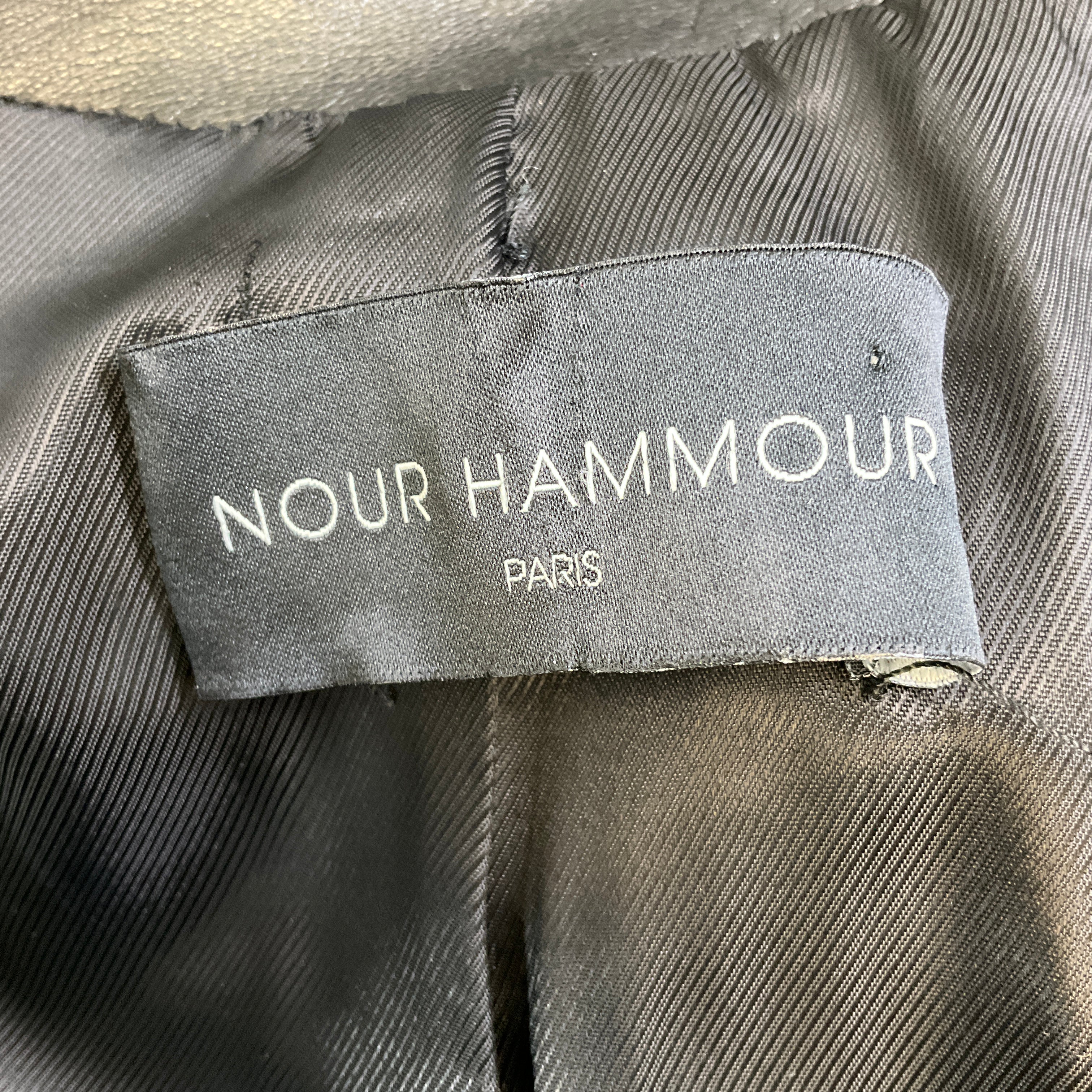 Nour Hammour Black Lambskin Leather Moto Zip Jacket for Women - Stylish Biker Jacket with Zipper Closure - Perfect for Motorcycle Riding, Night Out & Casual Wear