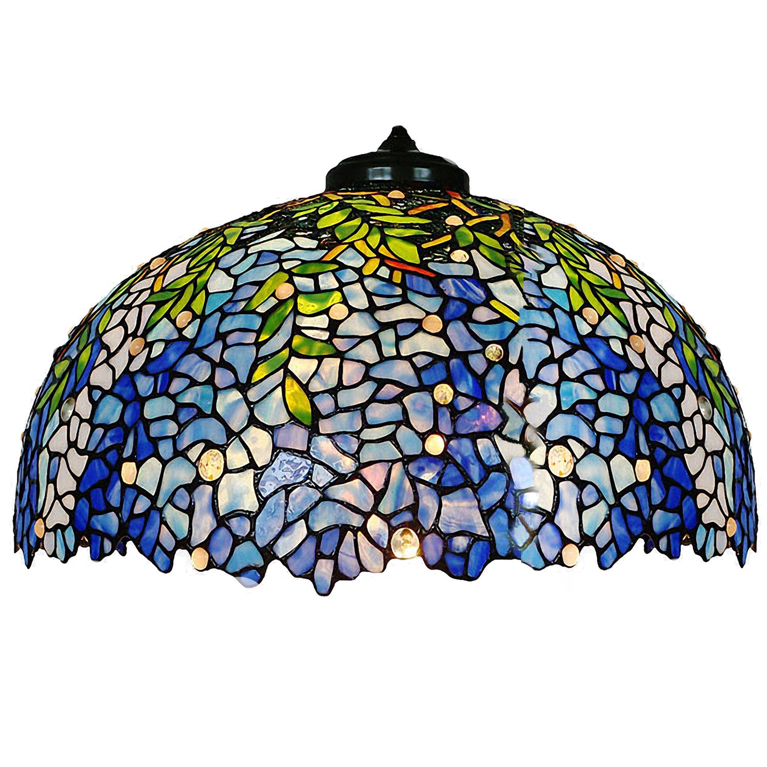 Tiffany Style Stained Glass Purple Wisteria Table Lamp - 16 Inch Handmade Zinc Alloy Base with Brown Round Shade | Elegant Home Decor for Living Room, Bedroom & Office Lighting