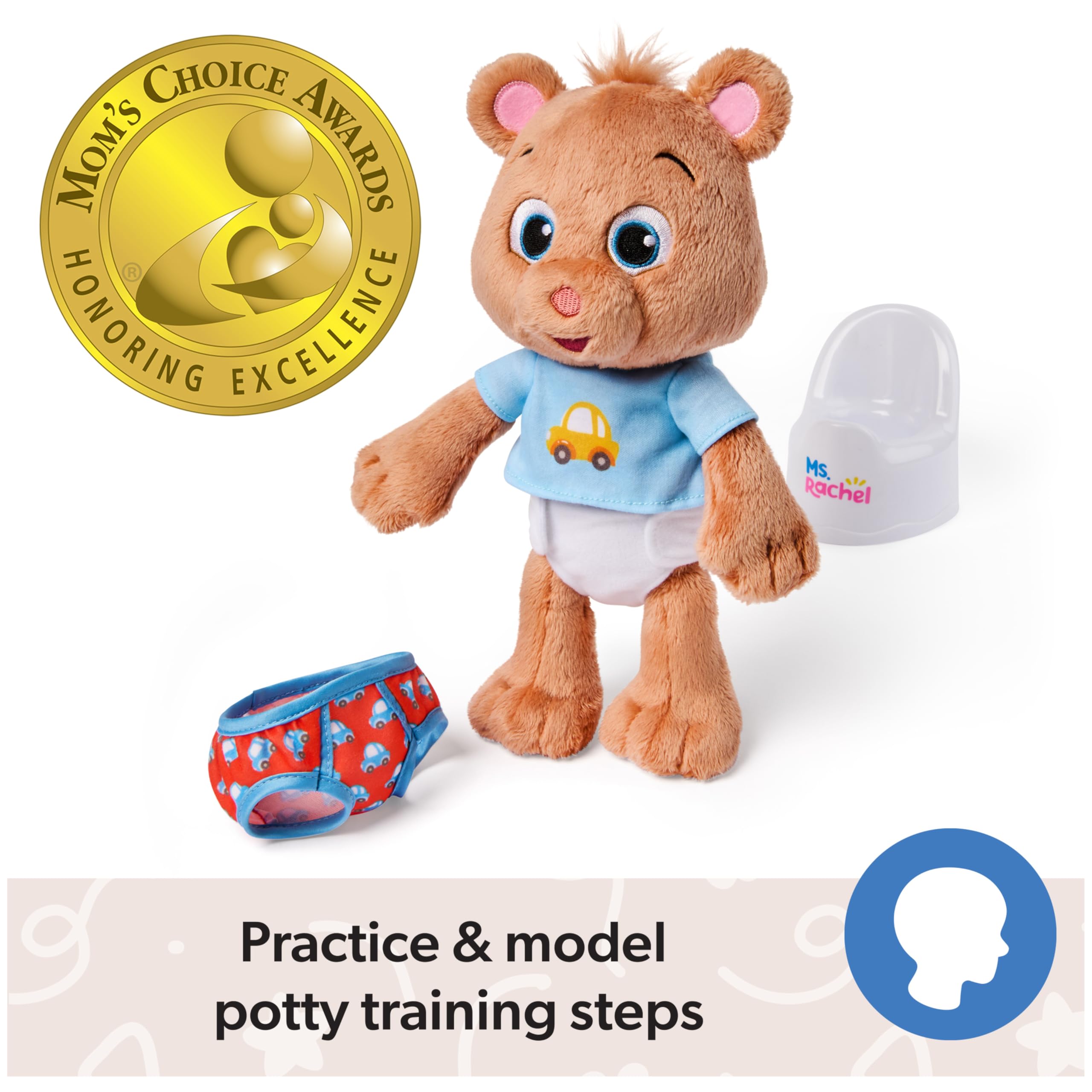 Ms. Rachel Potty Time with Bean - 11” Plush Teddy Bear Toy Set with Play Toilet & Accessories | Toddler Learning Toys for Girls & Boys Ages 18 Months to 3 Years | Potty Training Aid & Imaginative Play Gift