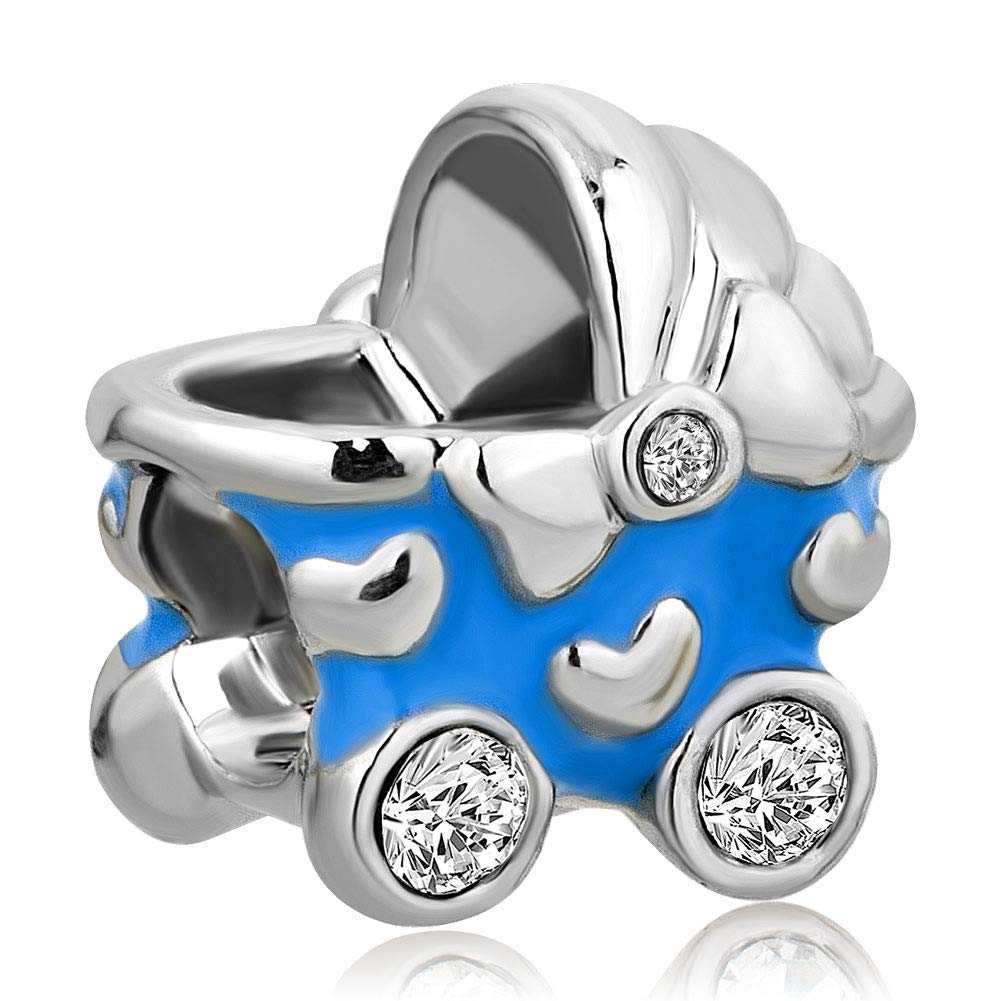 Elegant Baby Carriage Crystal Bead Charms for DIY Charm Bracelets - Perfect for Jewelry Making, Baby Shower Gifts & New Mom Keepsakes