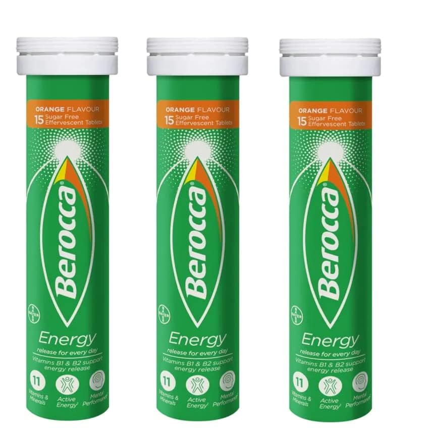 Berocca Orange Effervescent Vitamin Tablets - 45 Count - Immune Support & Energy Boost - Perfect for Workouts, Travel, and Daily Wellness