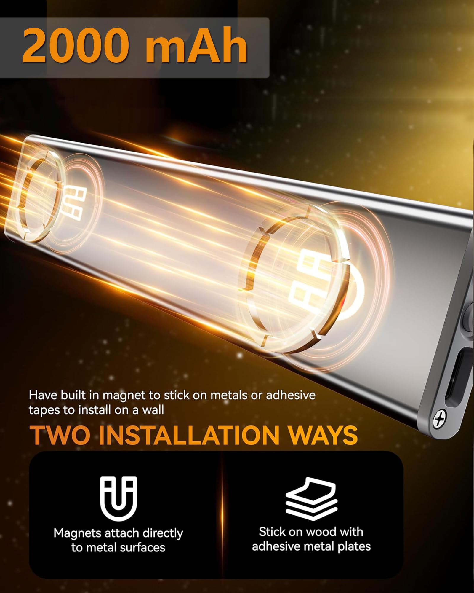 3 Pack Wireless Under Cabinet Lighting with Motion Sensor - Dimmable LED Closet Lights, 3 Color Modes & 2000mAh Rechargeable Battery, Magnetic Kitchen Counter Lights for Pantry, Wardrobe, Stairs, Garage (Indoor Use)