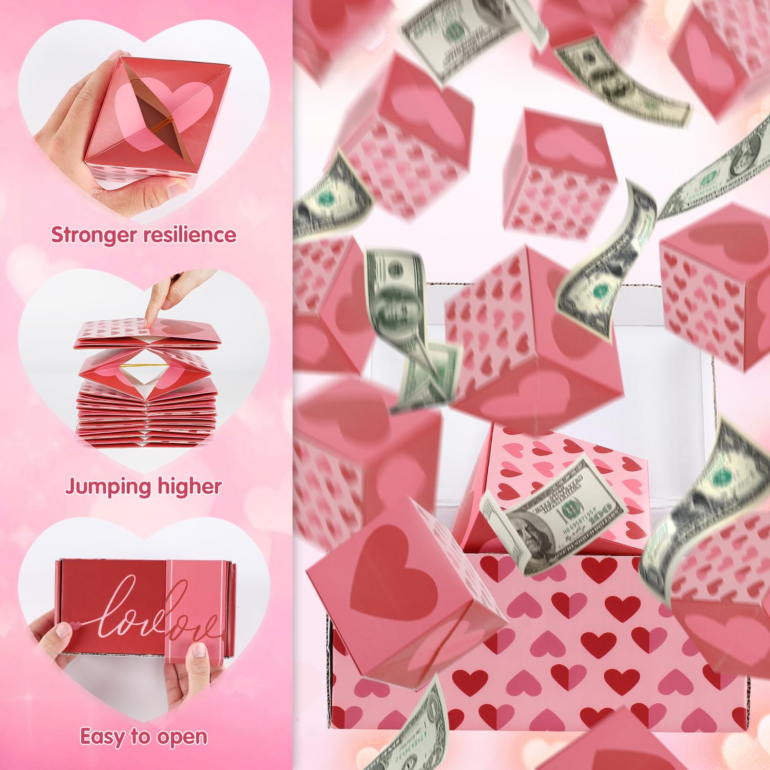 Rednow Money Surprise Box - Pop Up Explosion Gift Box for Cash, Folding Bouncing Gift Box for Christmas, Birthday & Valentine's Day - Perfect for Surprise Money Gifts, Party Favors and Special Occasions