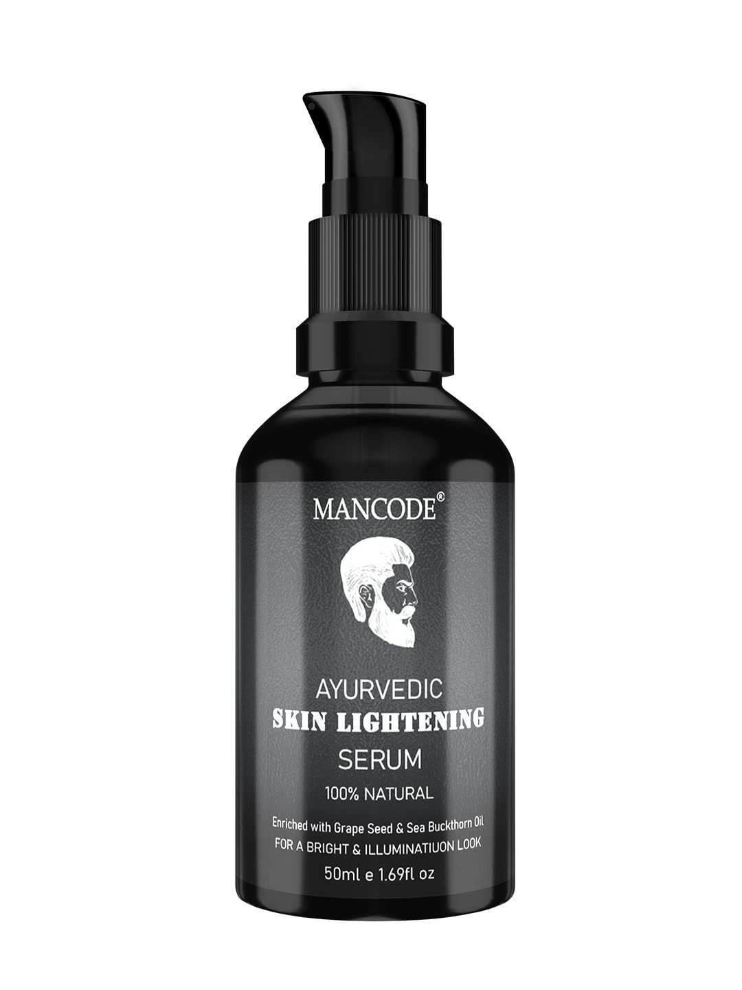 Mancode Ayurvedic Skin Lightening Serum - 50ml | Natural Skin Brightening & Detox Treatment | Herbal De-Tan Oil with Grape Seed & Lavender | Paraben-Free, 100% Organic Formula | For Radiant, Even-Toned Complexion | Perfect for Daily Skincare Routine & Post-Sun Care