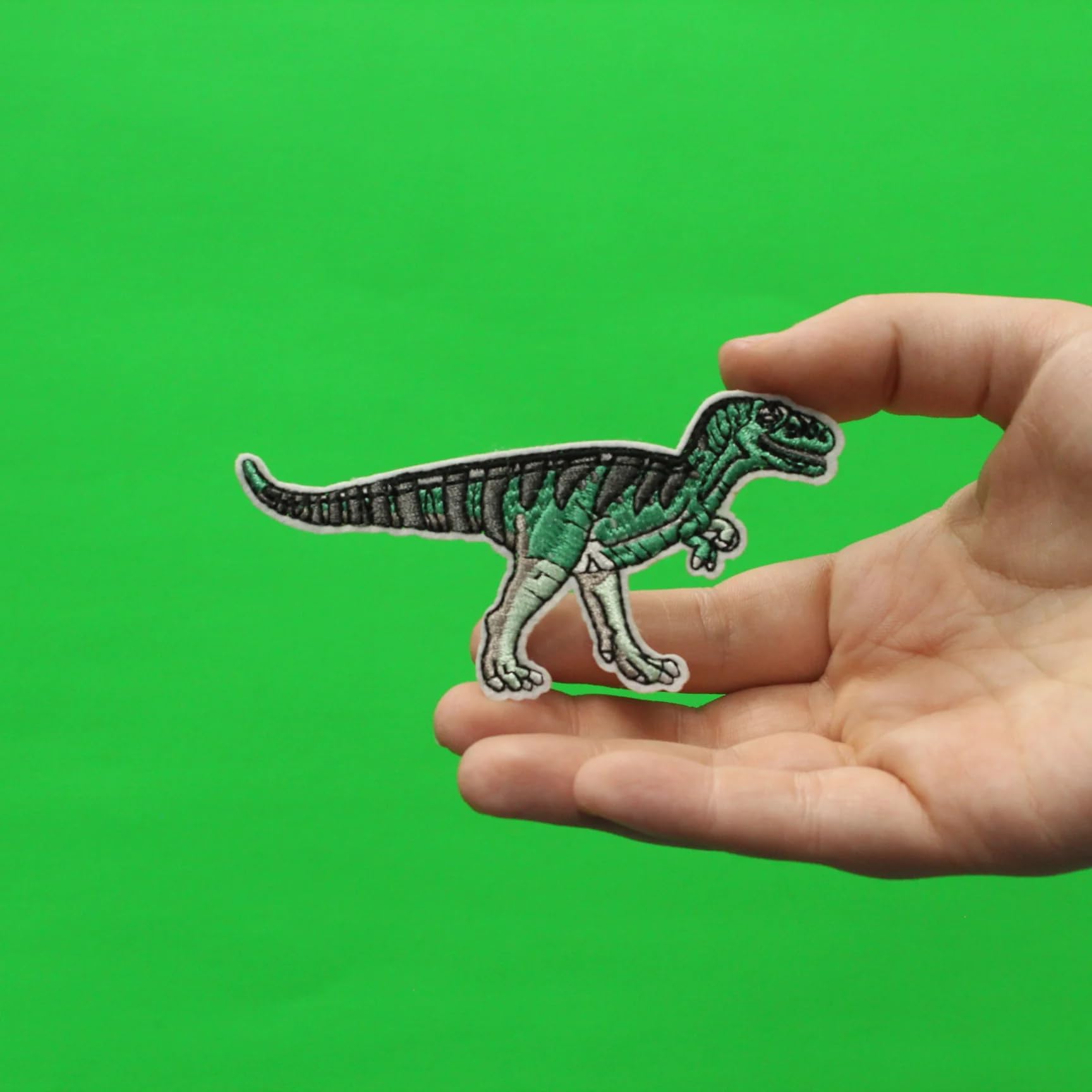 Velociraptor Dinosaur Iron On Patch - Teal and Gray Embroidery for DIY Clothing, Hats & Bags - Perfect for Costumes, Cosplay & Custom Apparel