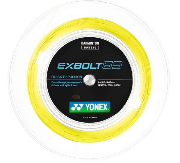 Yonex BG EXBOLT 63 Badminton String - 200M Reel | High Performance, Durability & Control | Perfect for Competitive Players & Tournaments