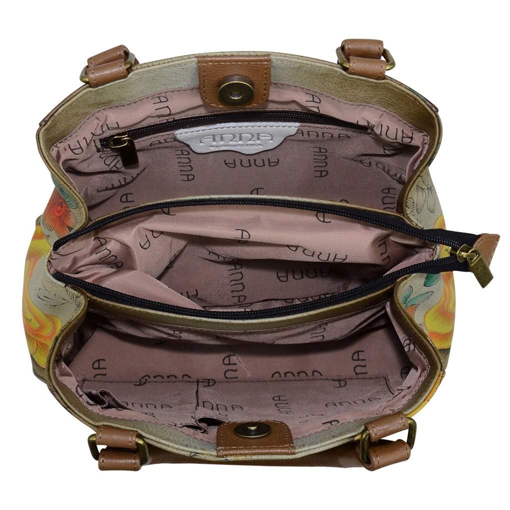Anuschka Women's Anna Genuine Leather Satchel Shoulder Bag - Small Multi-Compartment Purse for Work, Travel & Everyday Use
