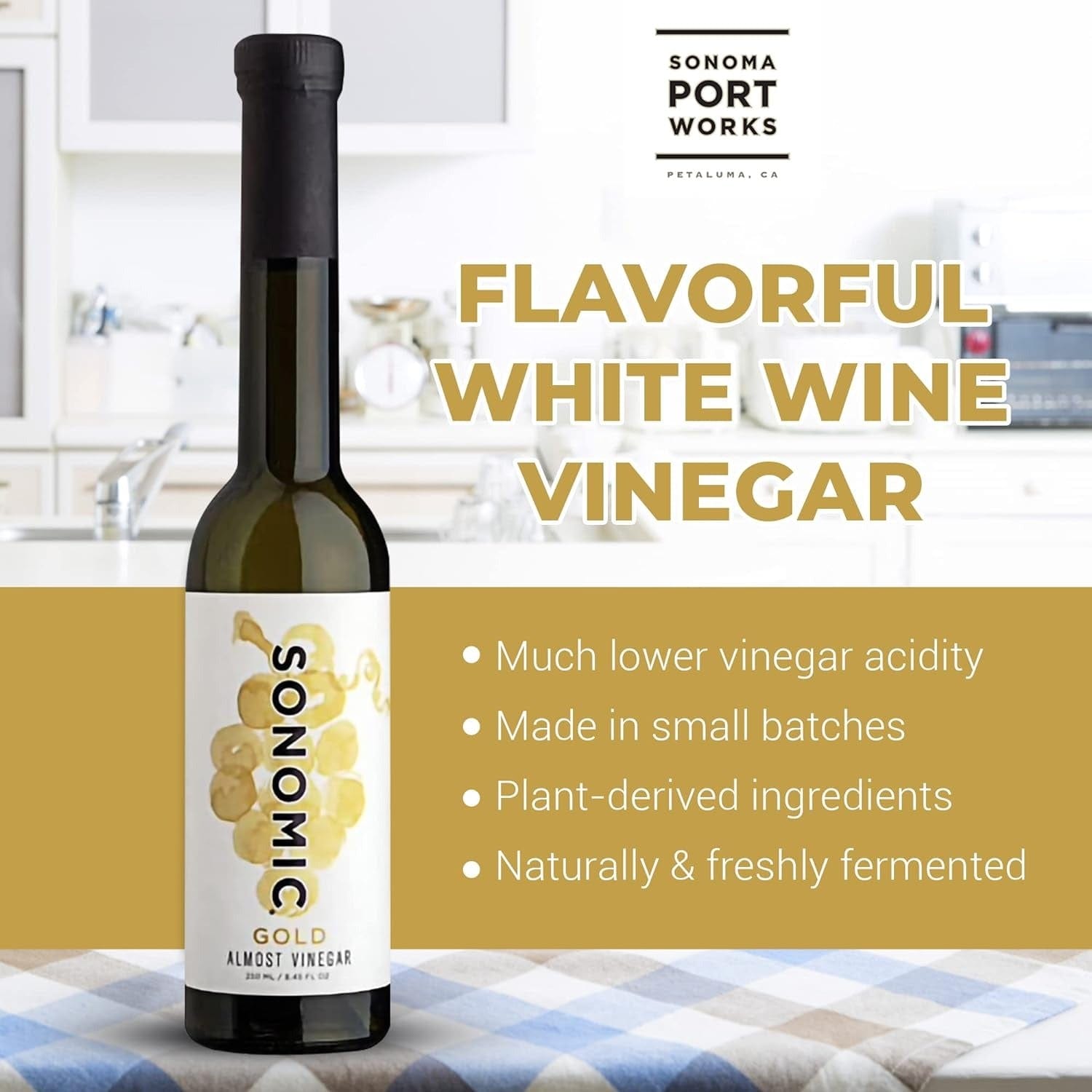 Premium Sonomic Muscat Gold Vinegar - Organic, All-Natural Gourmet Vinegar for Salads, Marinades & Cooking - Perfect for Home Chefs & Healthy Lifestyles