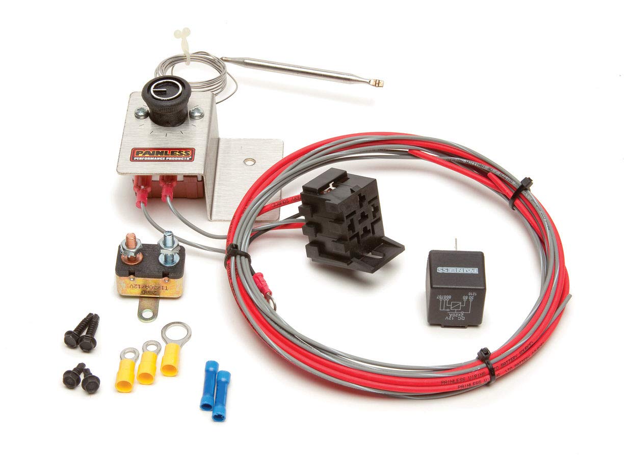 Painless Wiring 30104 Adjustable Electric Fan Thermostatic Relay Kit - Perfect for Automotive Cooling Systems & Engine Temperature Control