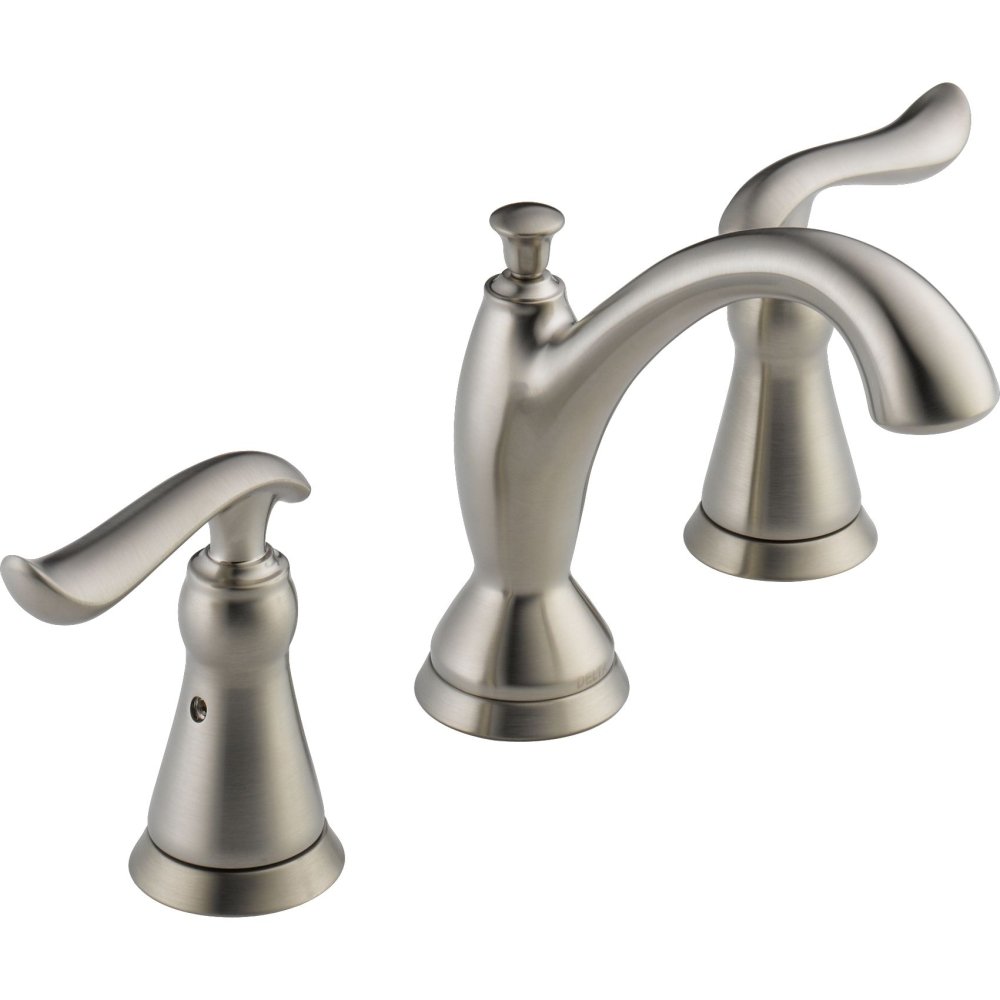 Delta Linden Widespread Bathroom Faucet - Brushed Nickel 3-Hole Mount with Diamond Seal Technology & Metal Drain Assembly (Model 3594-SSMPU-DST) - Perfect for Modern Bathroom Vanities and Guest Bathroom Upgrades
