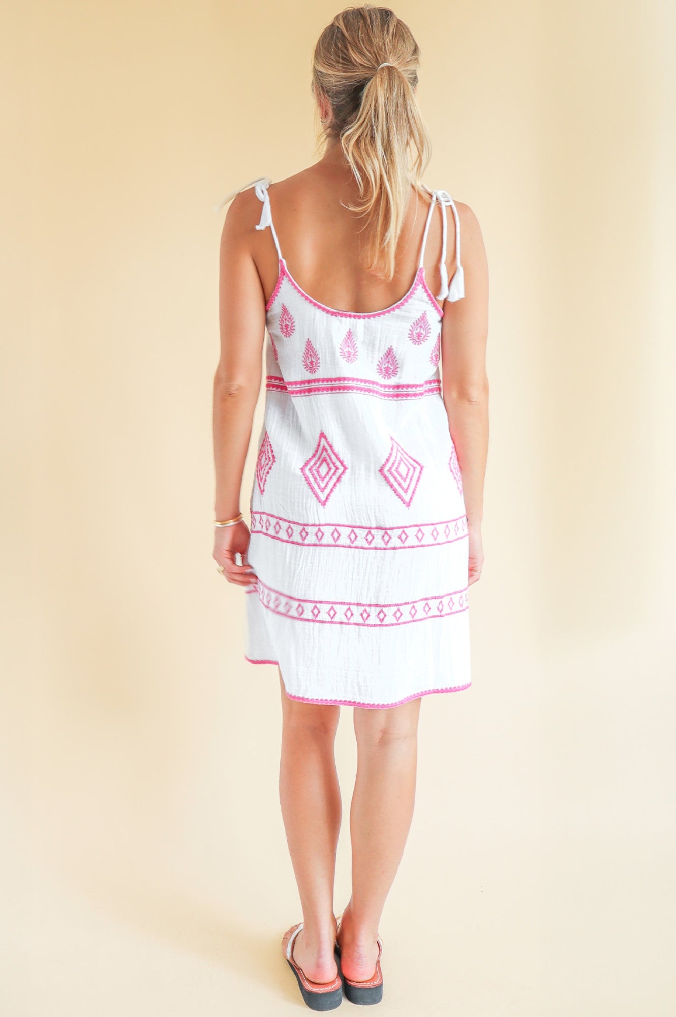 Imogen Dress - Elegant White & Pink Floral Summer Dress for Women | Perfect for Weddings, Parties & Casual Outings