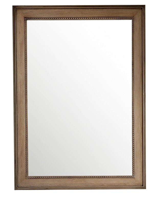 Bristol 29 Inch Rectangular Wall Mirror - White Washed Walnut Finish - Modern Farmhouse Decor for Living Room, Bedroom & Entryway