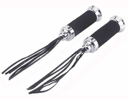 Premium Lowrider Bike Grips with Streamers - Black/Chrome Foam Handlebar Grips for Beach Cruiser, Mountain Bike & BMX | Comfortable Cycling Accessories for Urban Commuting & Leisure Rides
