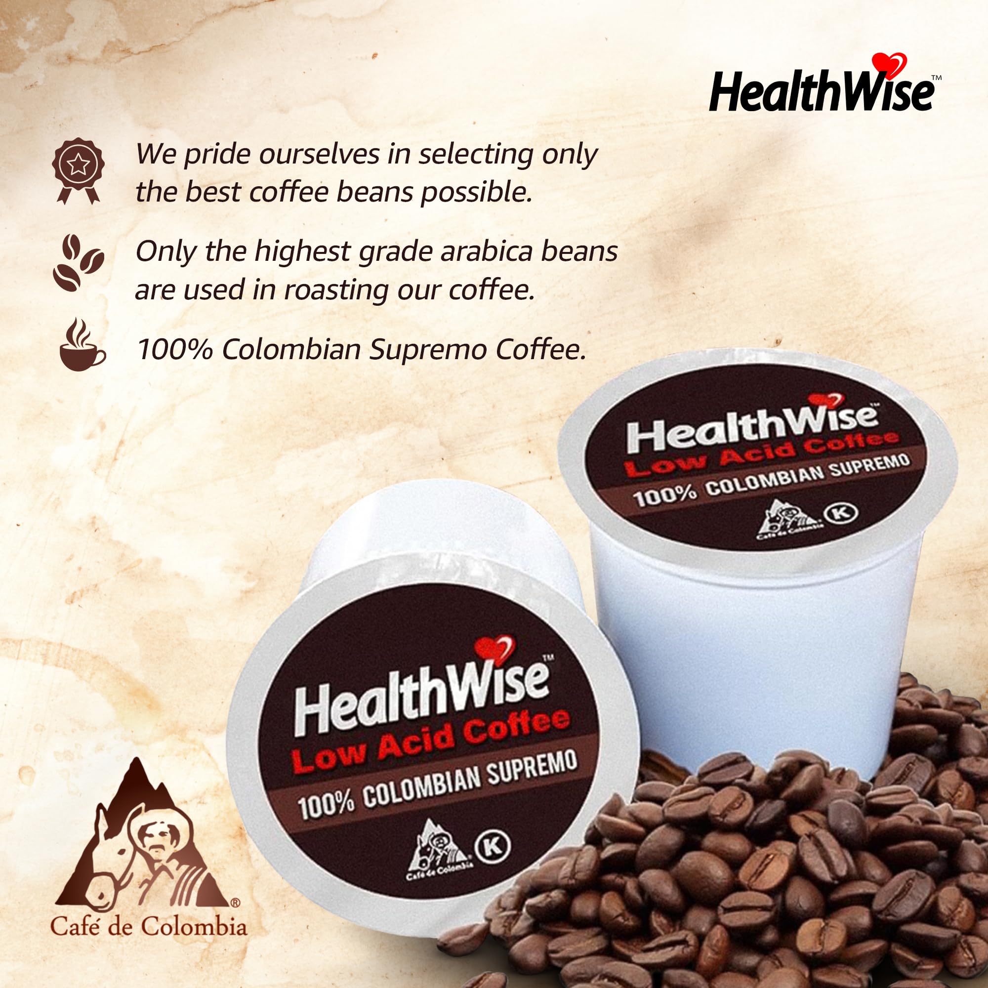 Healthwise Chocolate Coconut Low Acid Coffee K-Cups for Acid Reflux & Heartburn Relief - Gentle on Sensitive Stomachs, Reduces Digestive Discomfort - 144 Count (12 Pack) - Perfect for Morning Brews & Afternoon Pick-Me-Ups